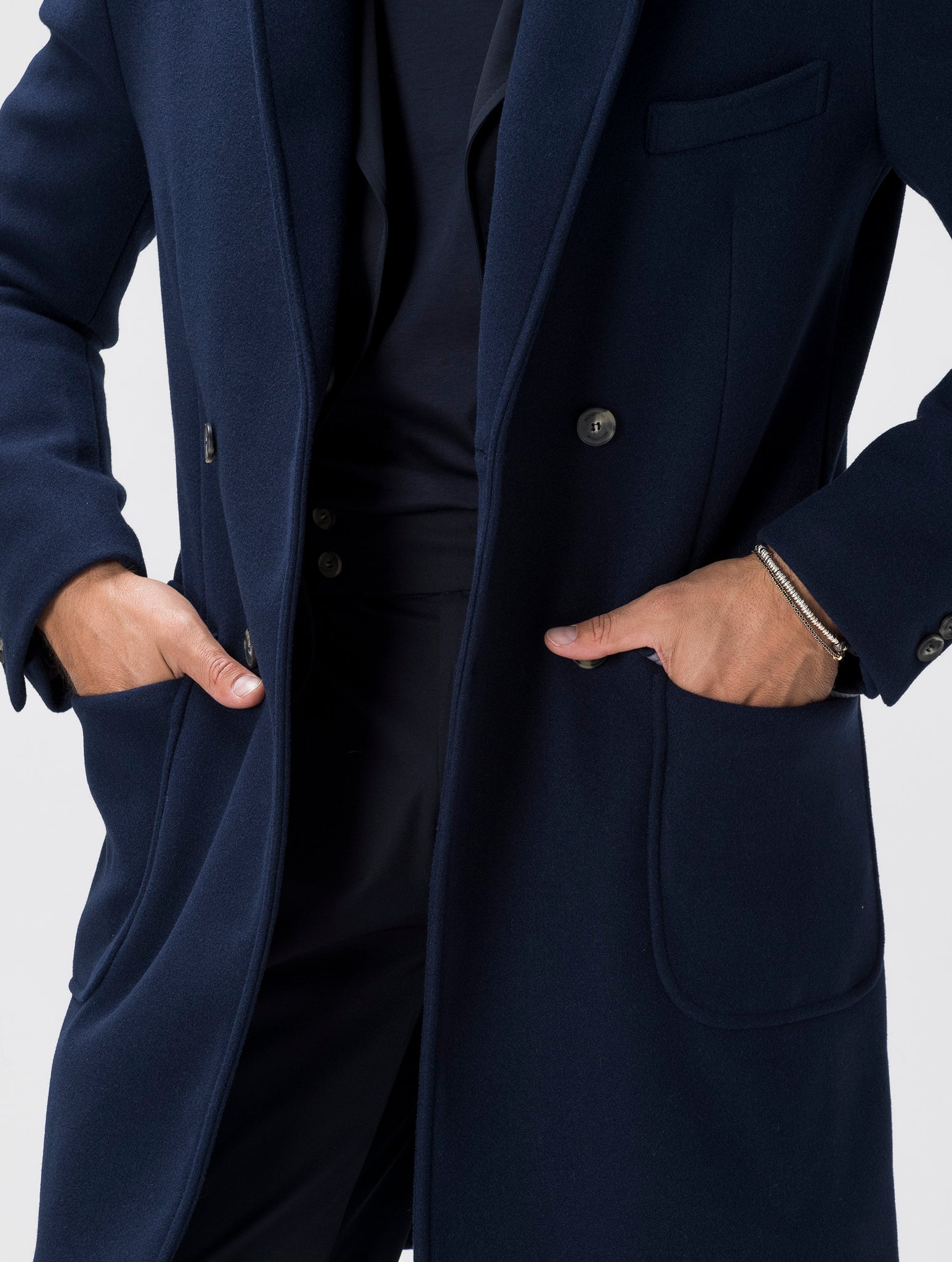 REMY DOUBLE BREASTED COAT IN BLUE NAVY