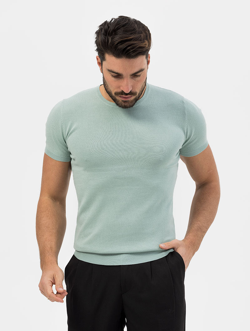 KNITTED BASIC T-SHIRT IN MINT