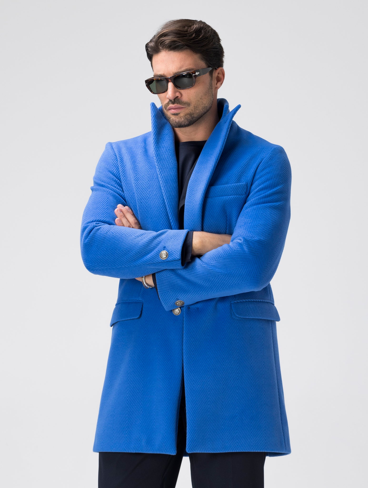 LELAND SINGLE BREASTED COAT IN BLUE ROYAL