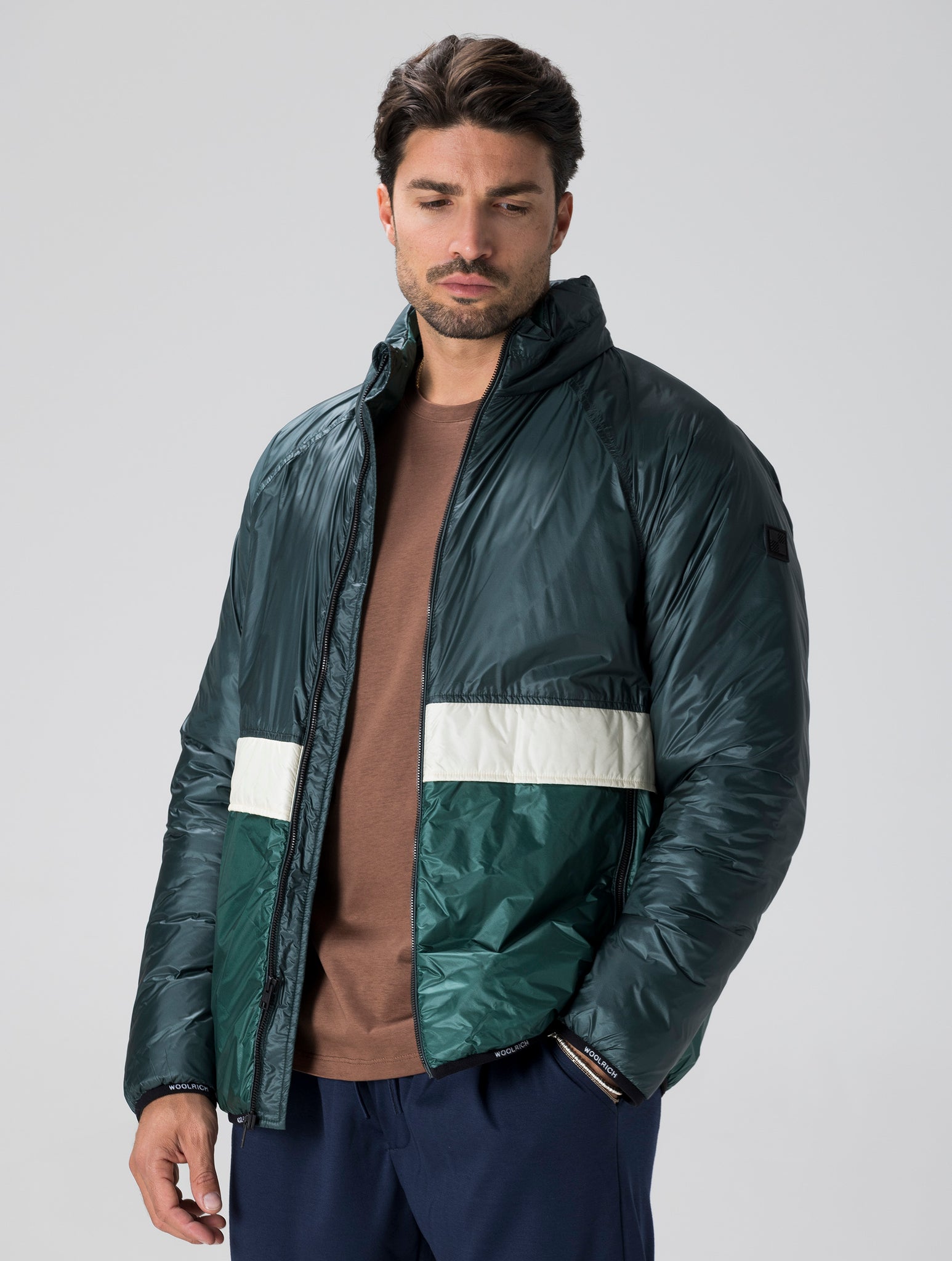 PACK-IT DOWN JACKET IN WHITE AND GREEN