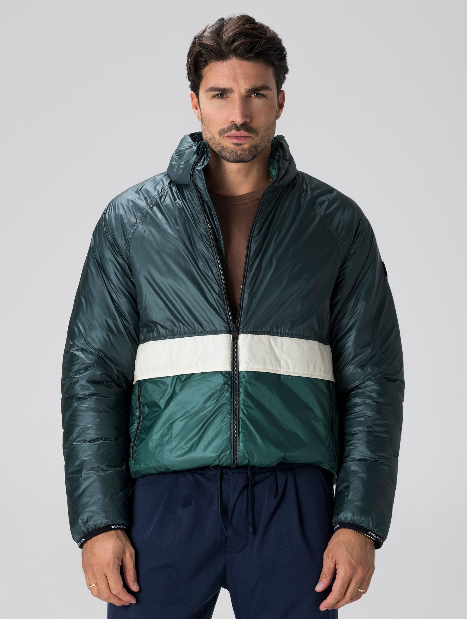 PACK-IT DOWN JACKET IN WHITE AND GREEN