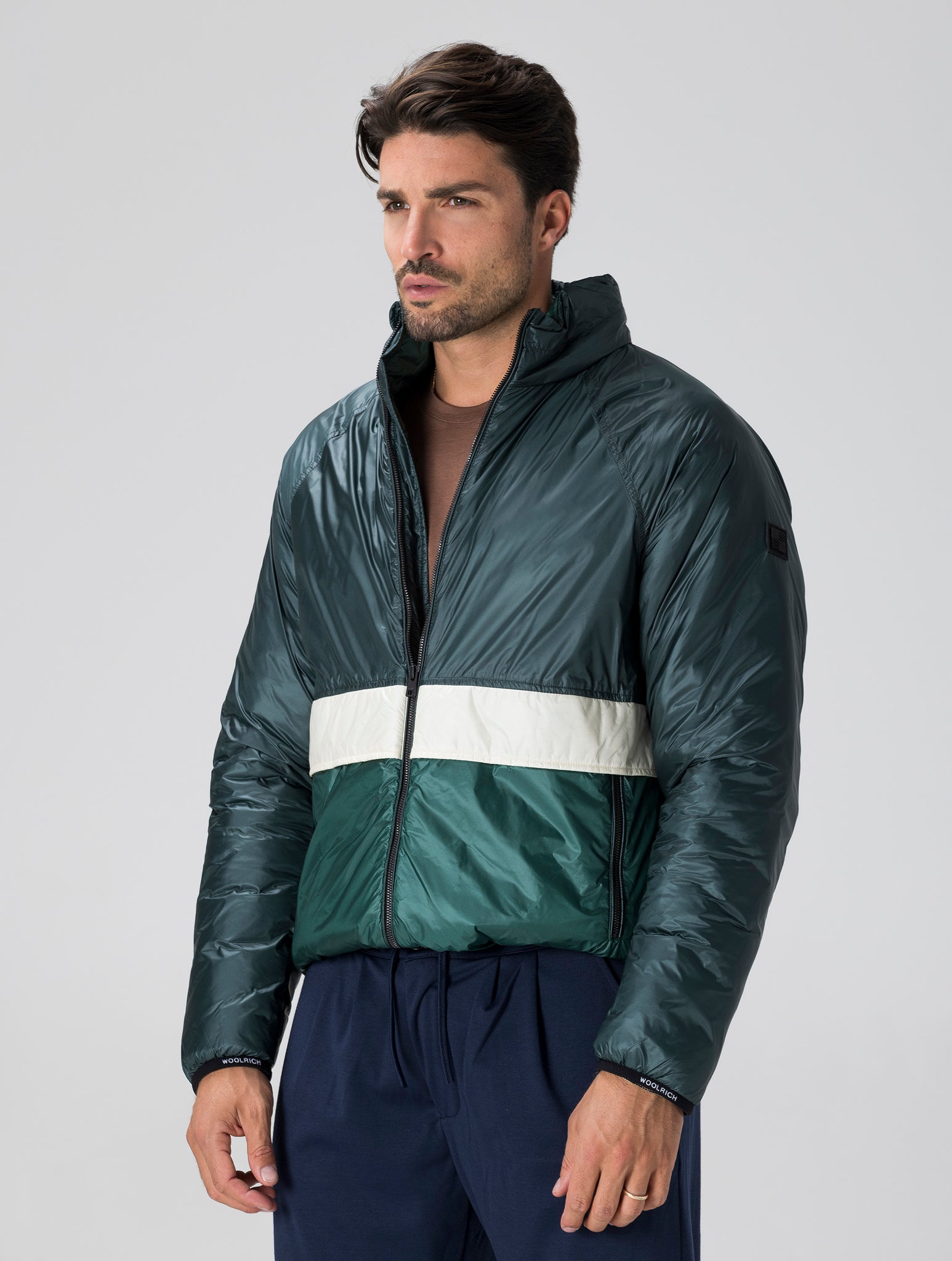 PACK-IT DOWN JACKET IN WHITE AND GREEN