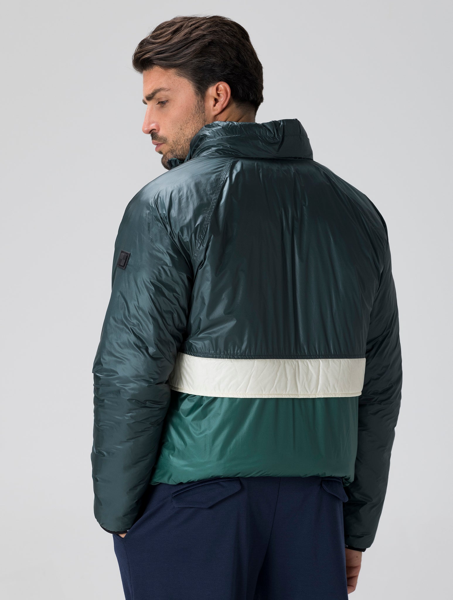 PACK-IT DOWN JACKET IN WHITE AND GREEN