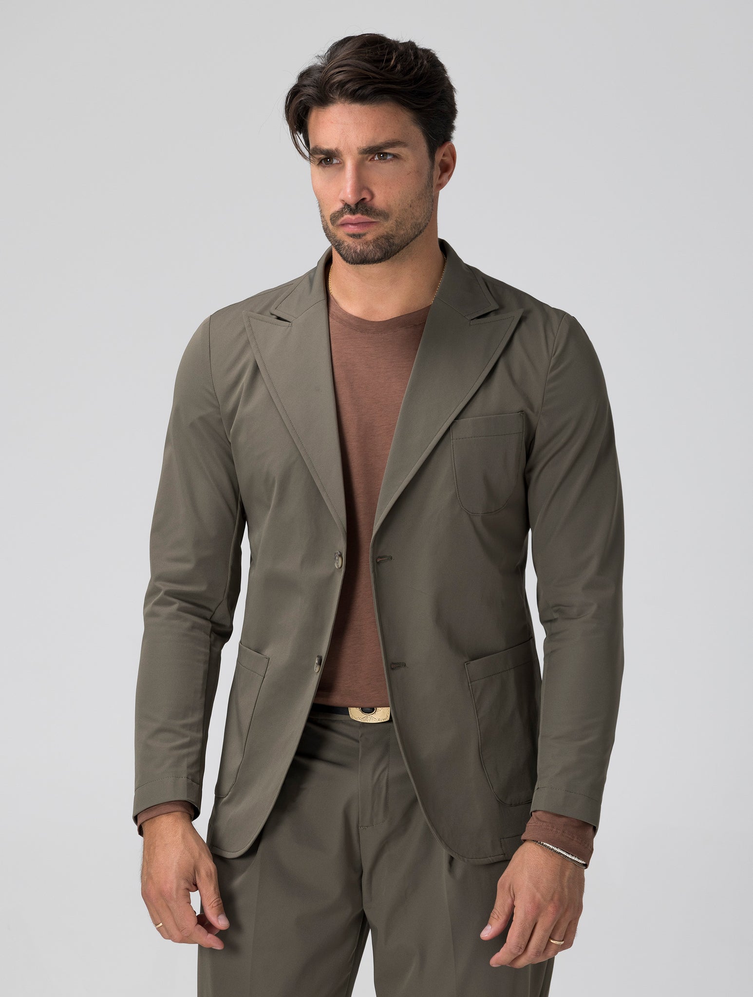 HIRO BLAZER FORMALE TESSUTO TECNICO VERDE