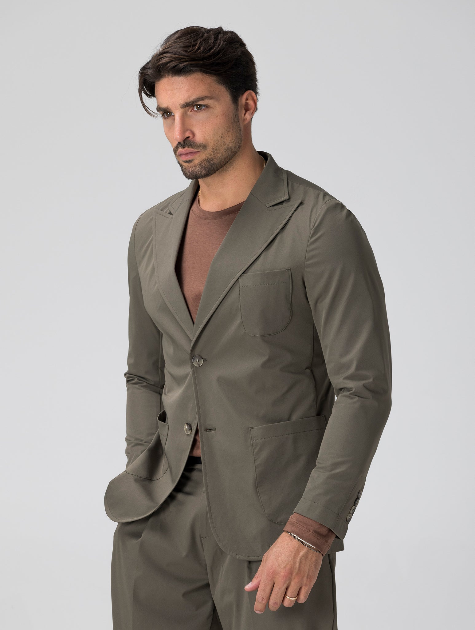 HIRO BLAZER FORMALE TESSUTO TECNICO VERDE