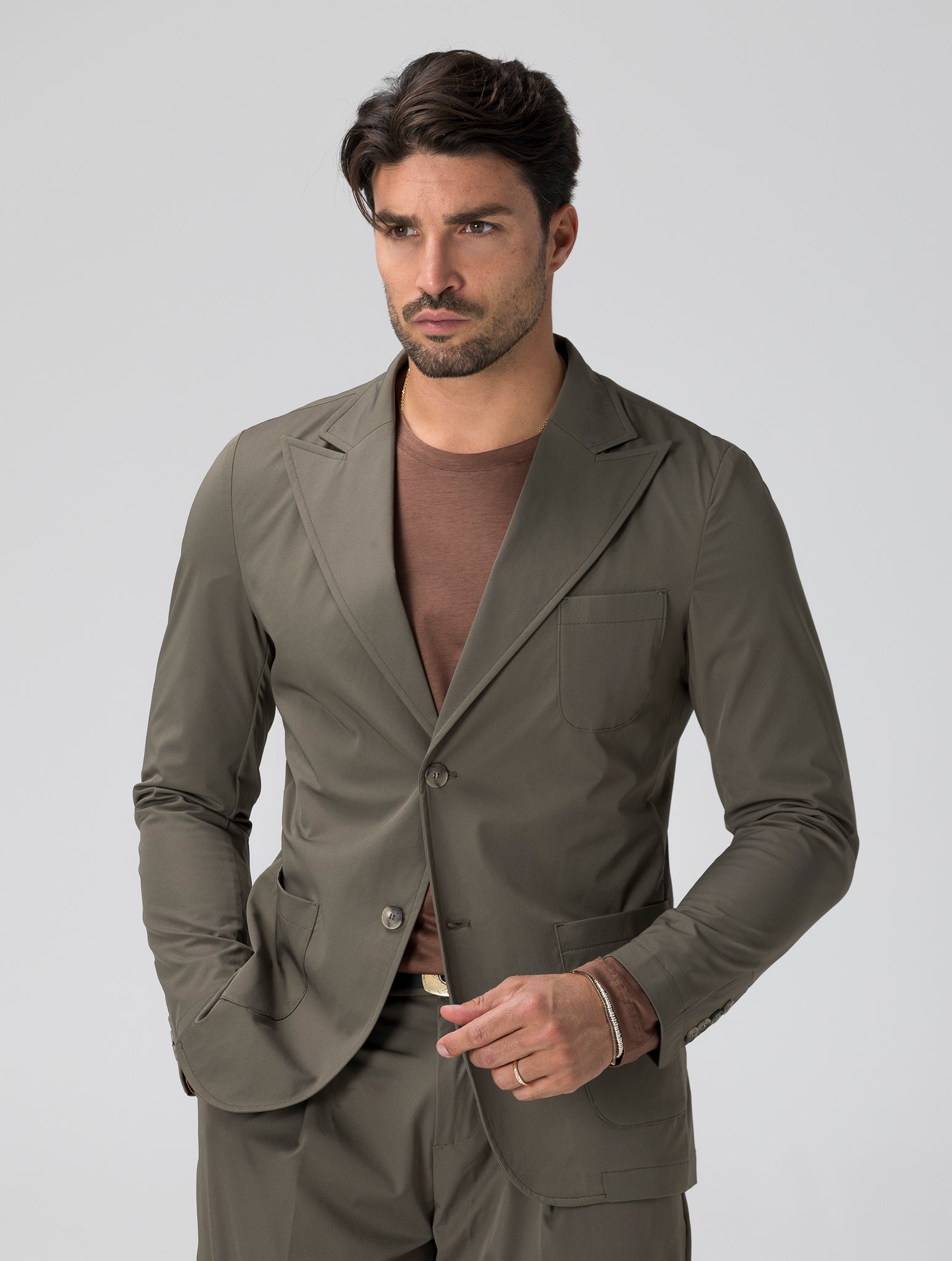 HIRO FORMAL BLAZER AUS GRUN TECHNISCHEM GEWEBE