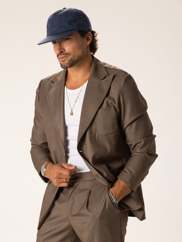 CALEB BLAZER MARRON À SIMPLE BOUTONNAGE