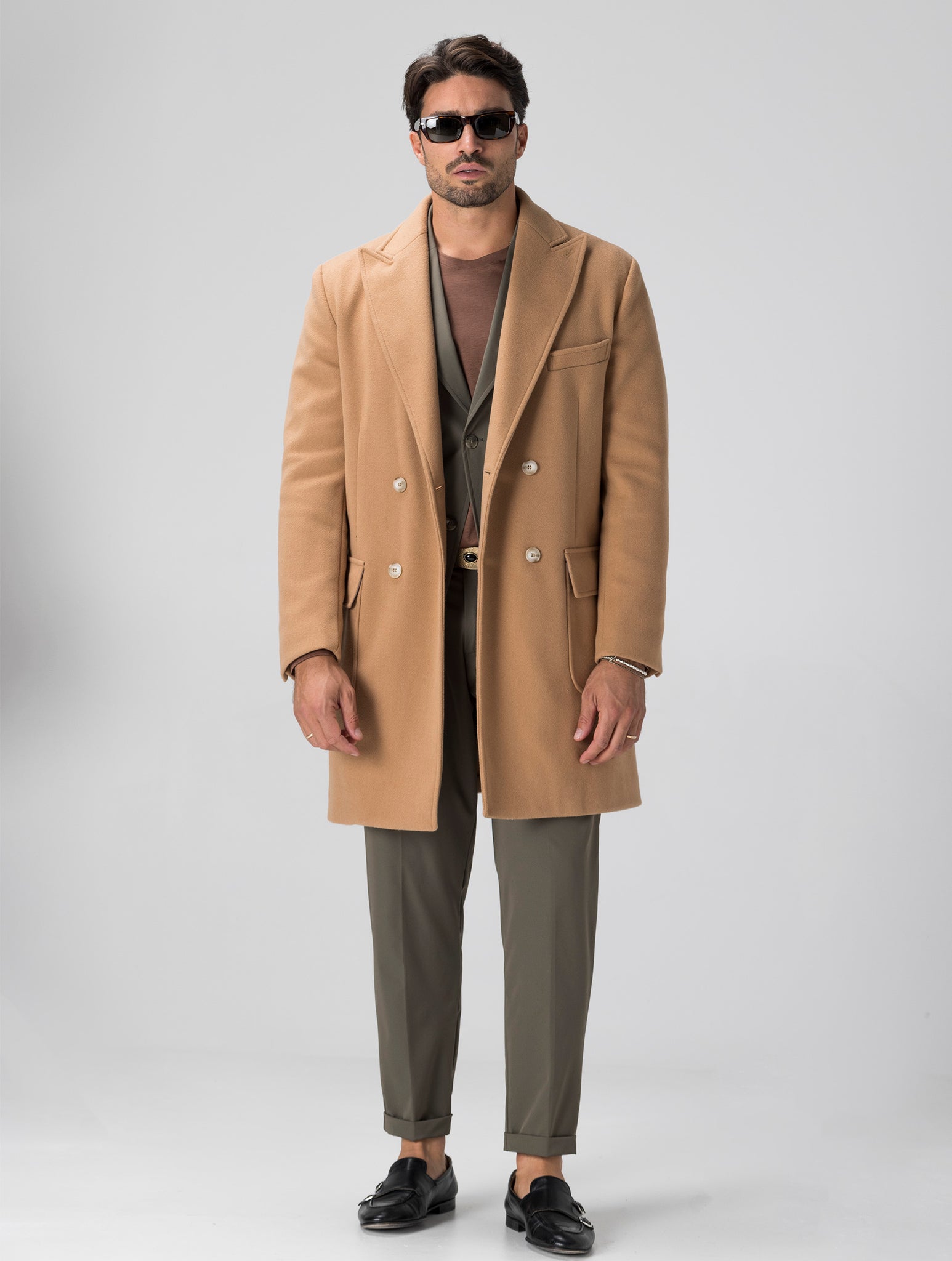 REMY MANTEAU CAMEL À DOUBLE BOUTONNAGE