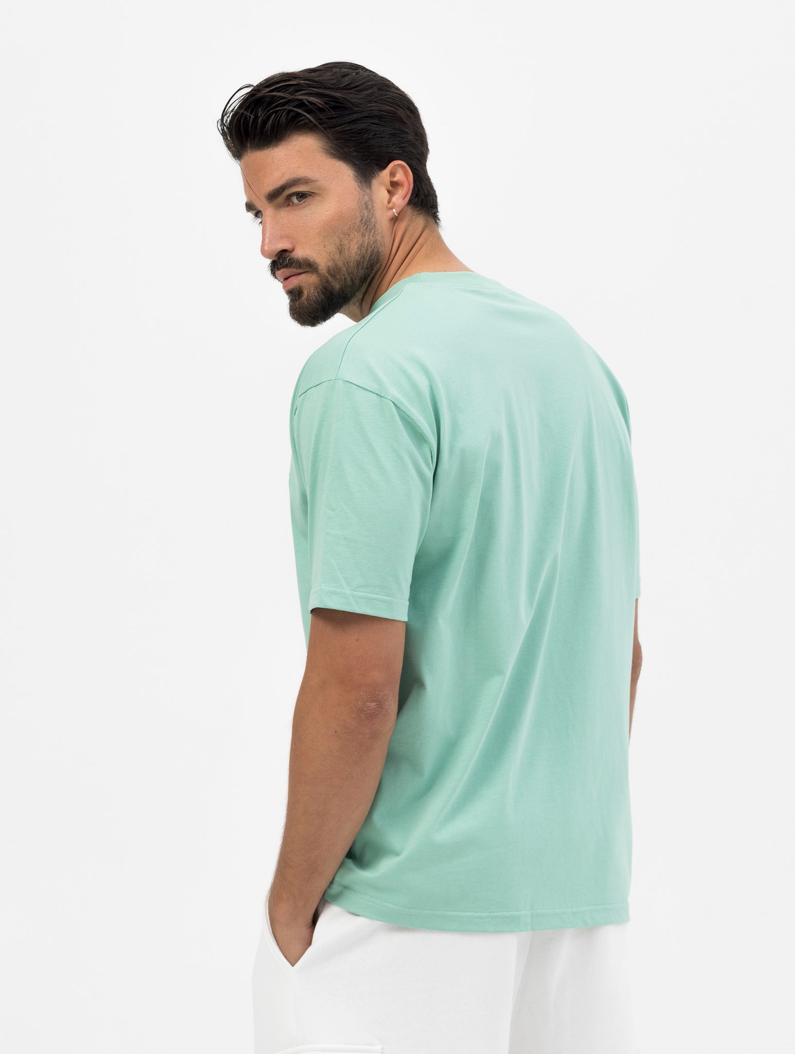 CAMISETA OVERSIZE MENTA CON BORDADO NOHOW