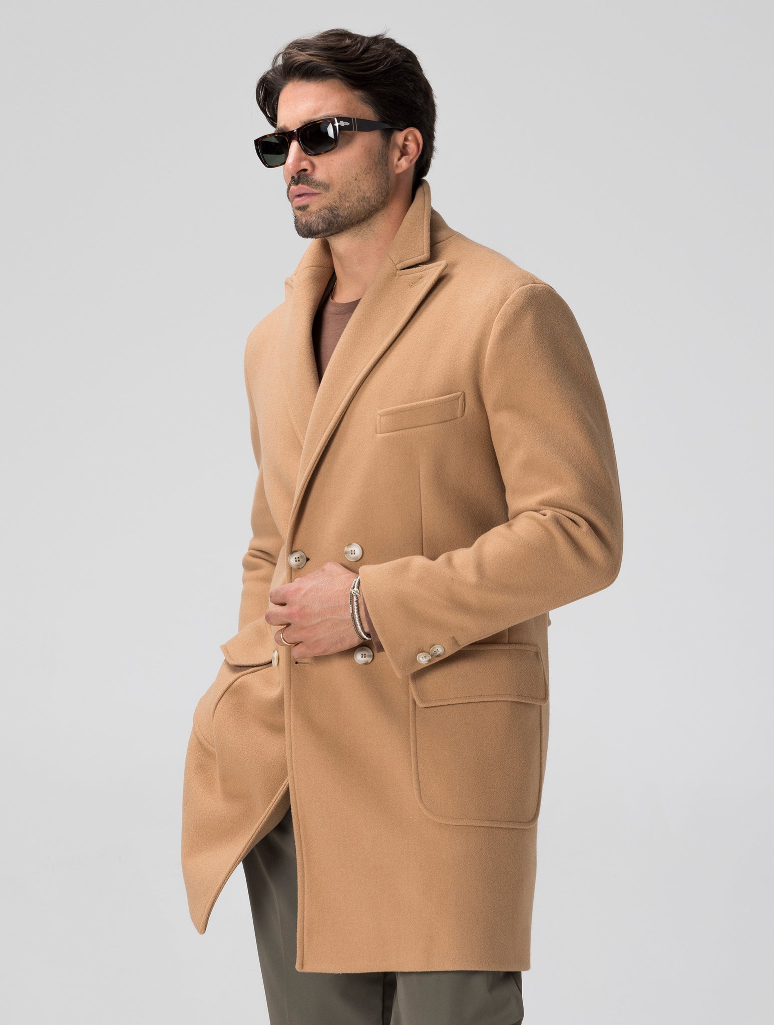 REMY MANTEAU CAMEL À DOUBLE BOUTONNAGE