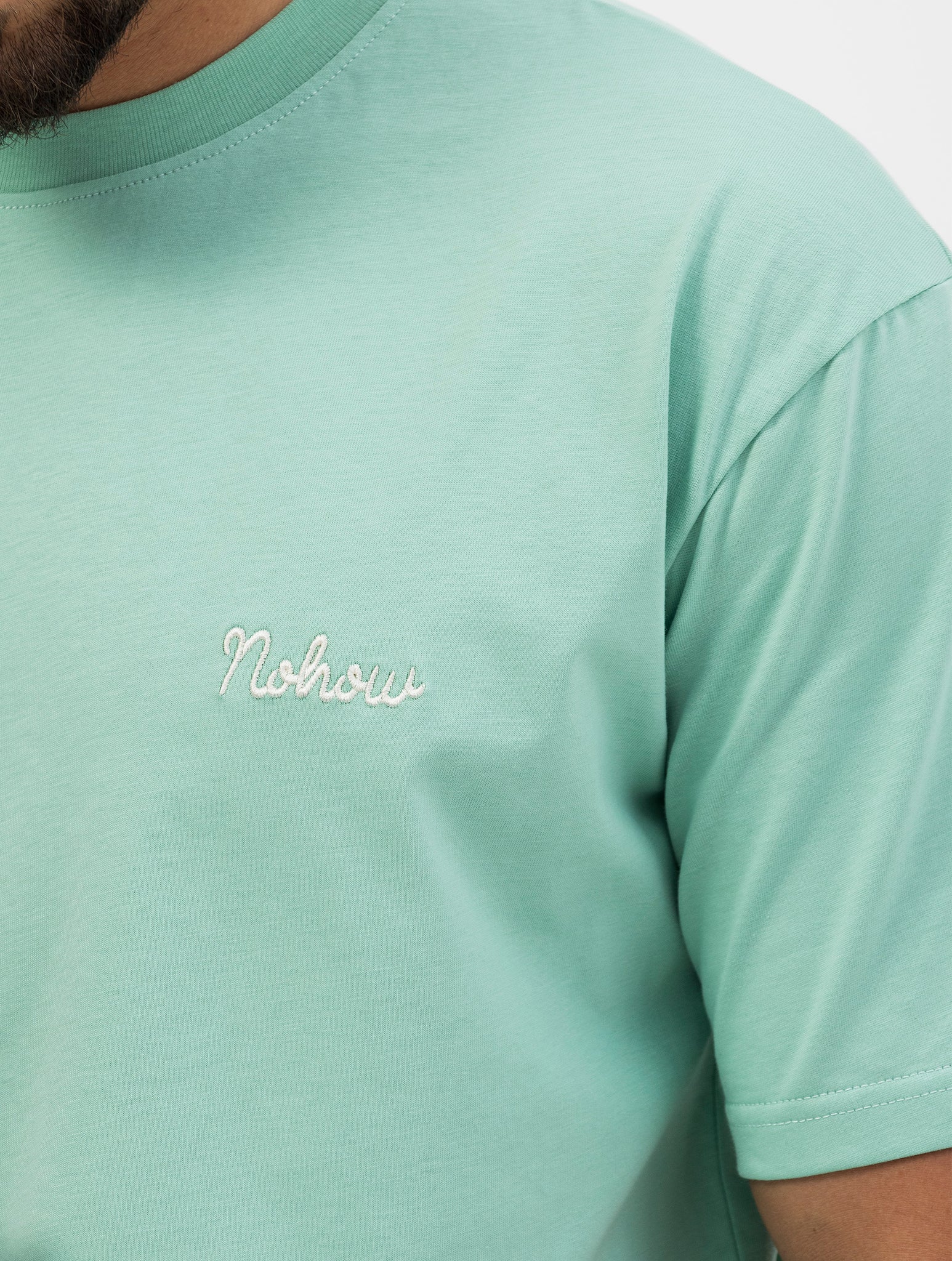 MINTFARBENES OVERSIZE-T-SHIRT MIT NOHOW-STICKEREI