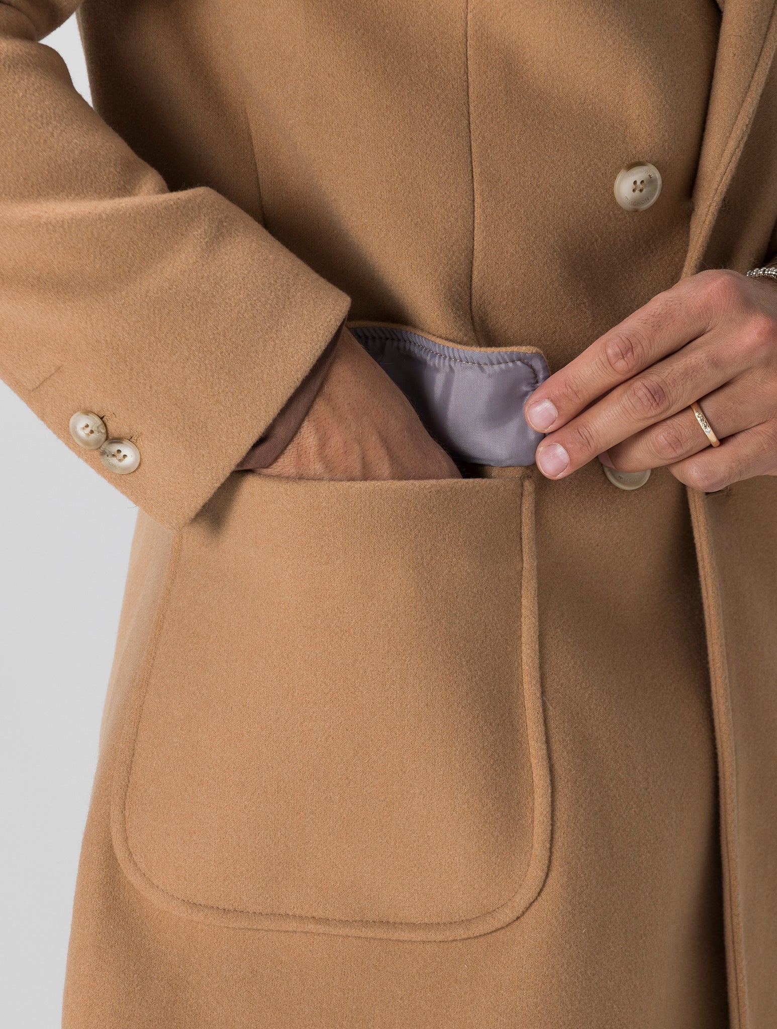 REMY MANTEAU CAMEL À DOUBLE BOUTONNAGE