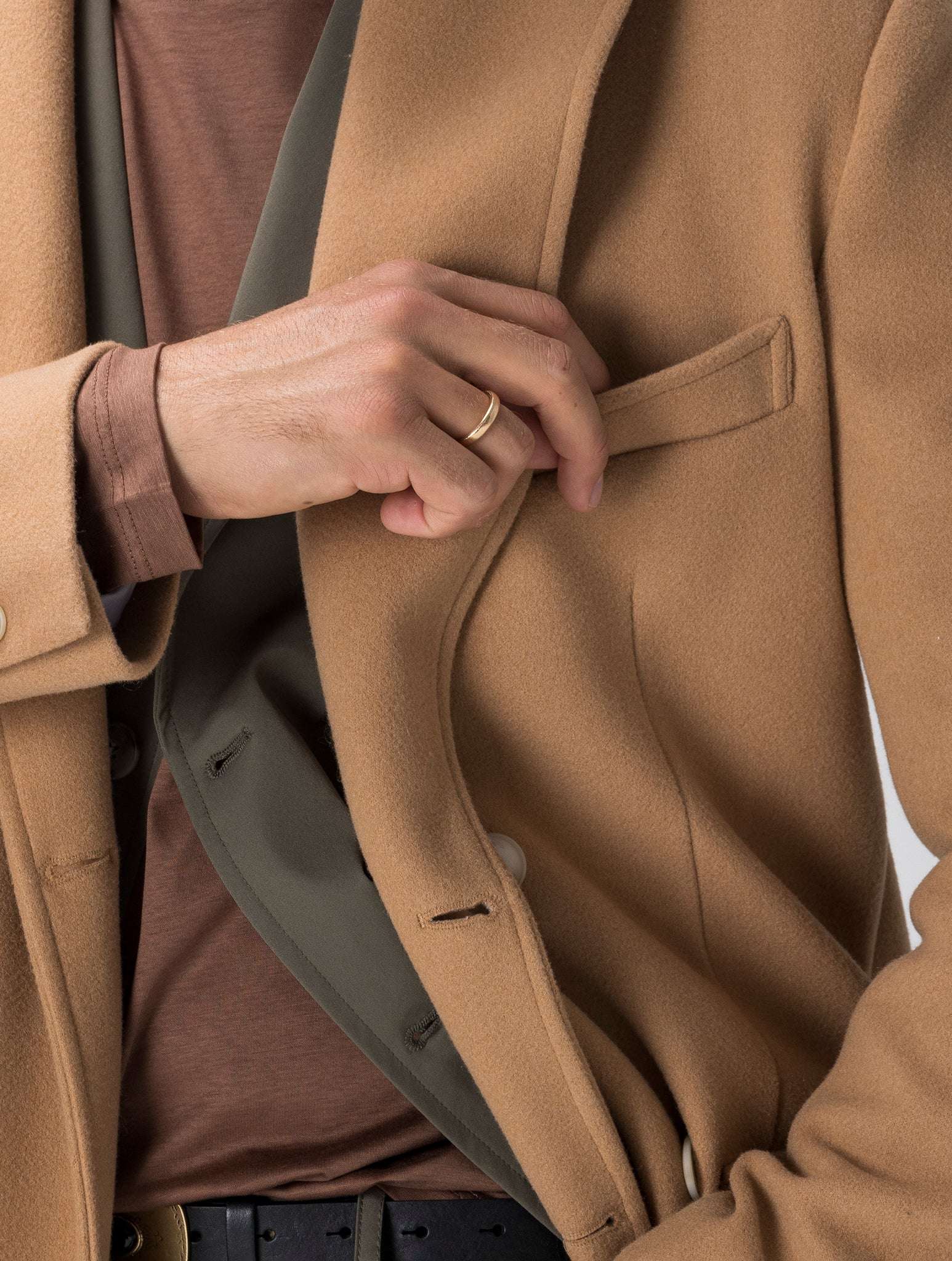 REMY MANTEAU CAMEL À DOUBLE BOUTONNAGE