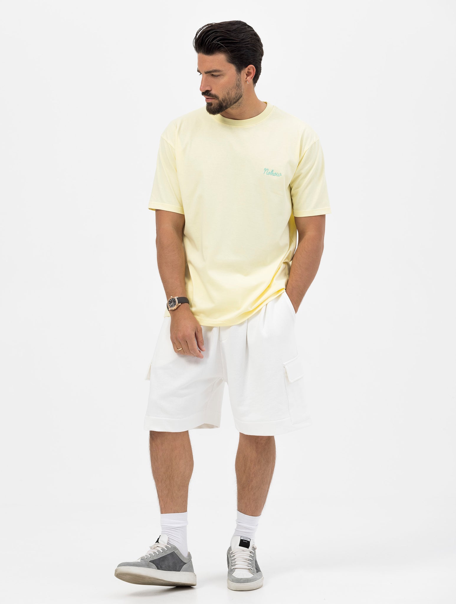 NOHOW LOGO OVERSIZED T-SHIRT IN YELLOW