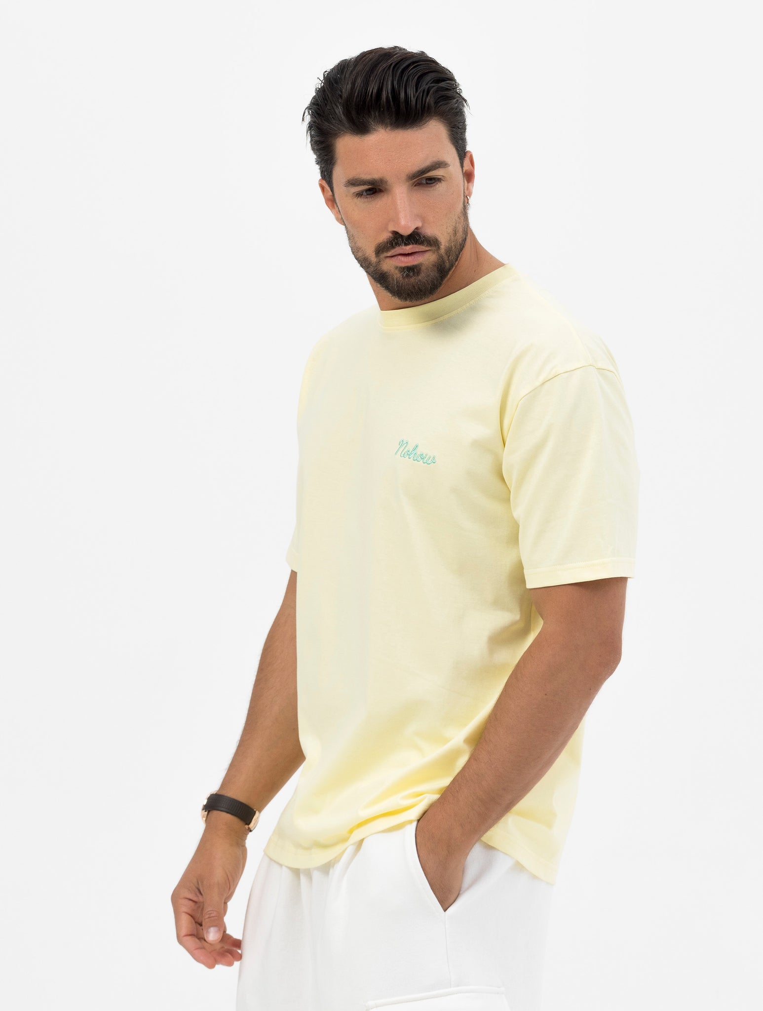 NOHOW LOGO OVERSIZED T-SHIRT IN YELLOW