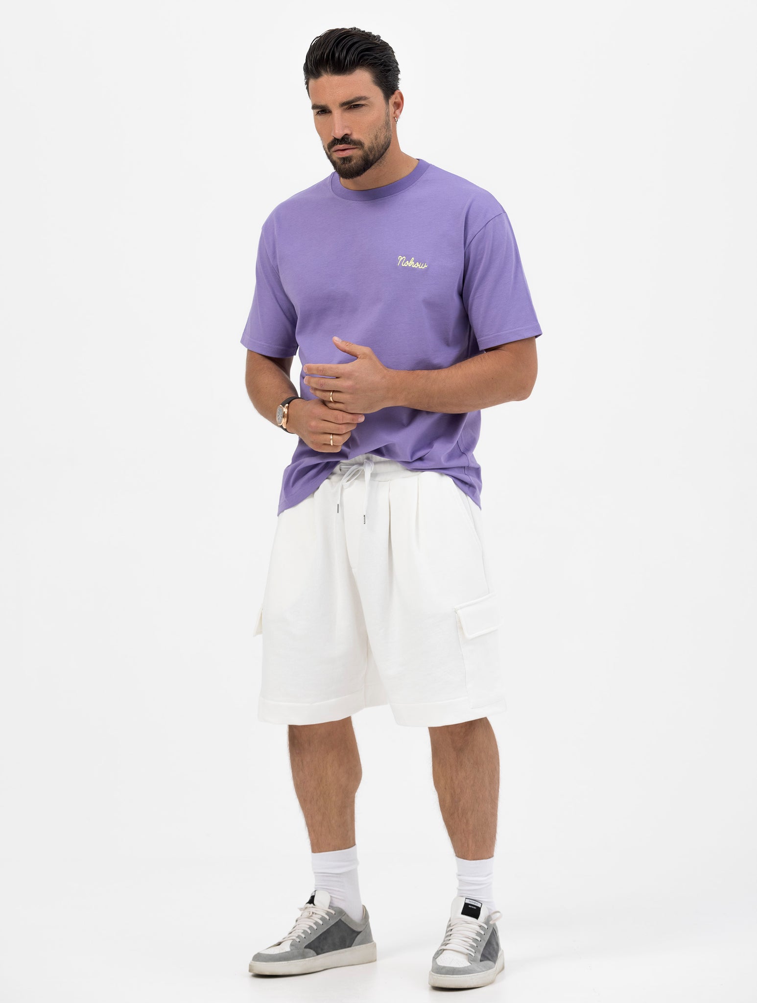 NOHOW LOGO OVERSIZED T-SHIRT IN LILAC