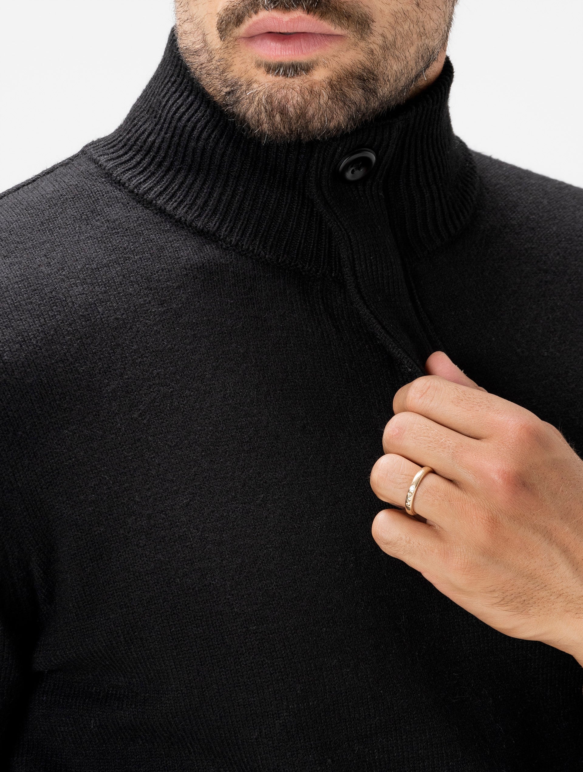 RILEY ZIPPED SWEATER IN BLACK