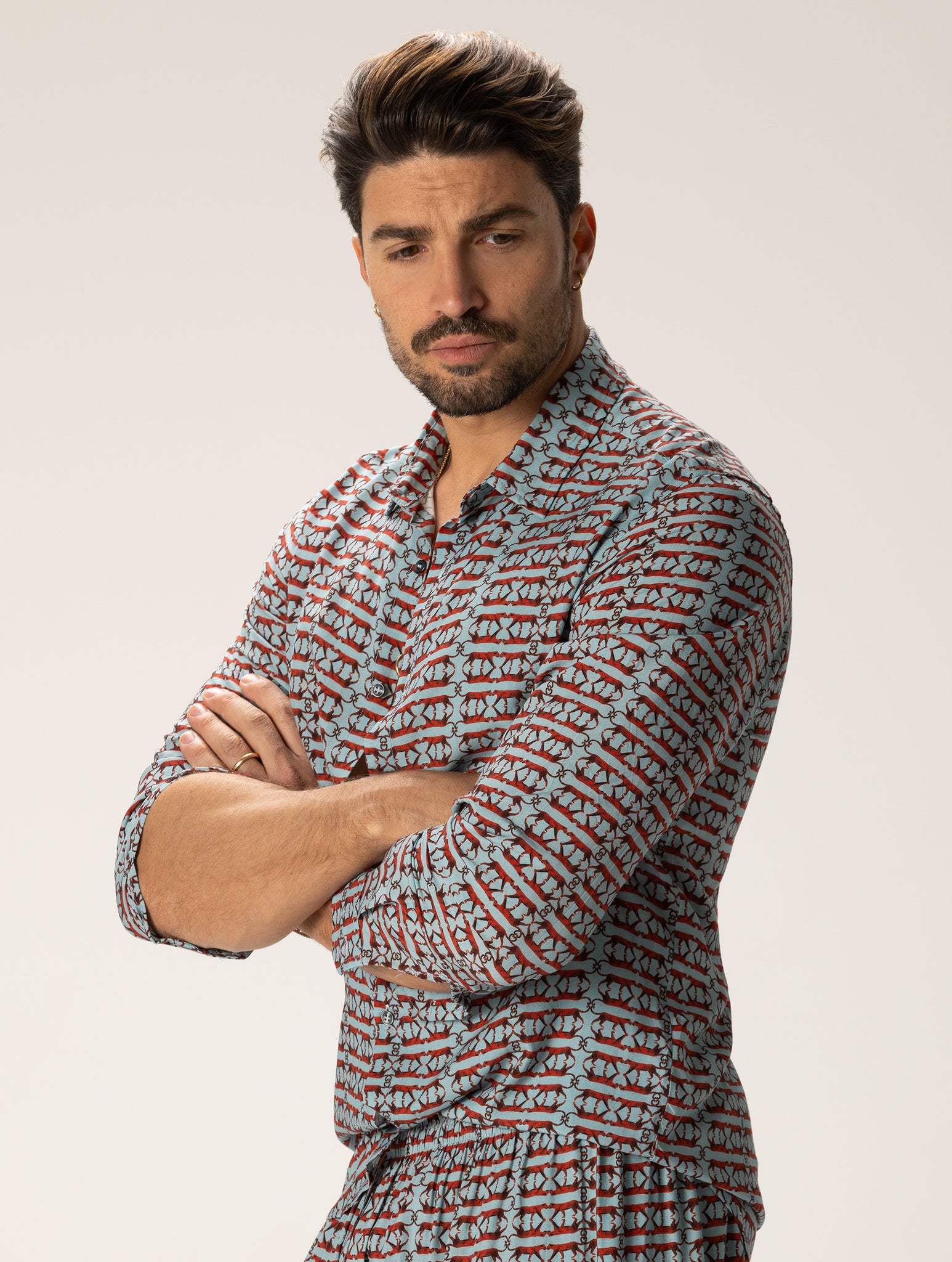 HIROJI PRINTED SHIRT IN TURQUOISE