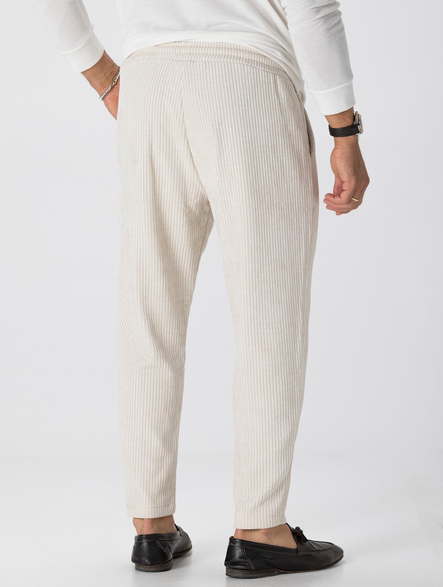 VELVET CASUAL PANTS IN CREAM