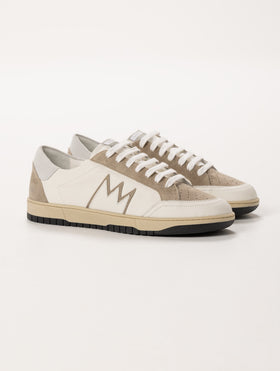 LEDERSNEAKERS IN WEISS UND BEIGE