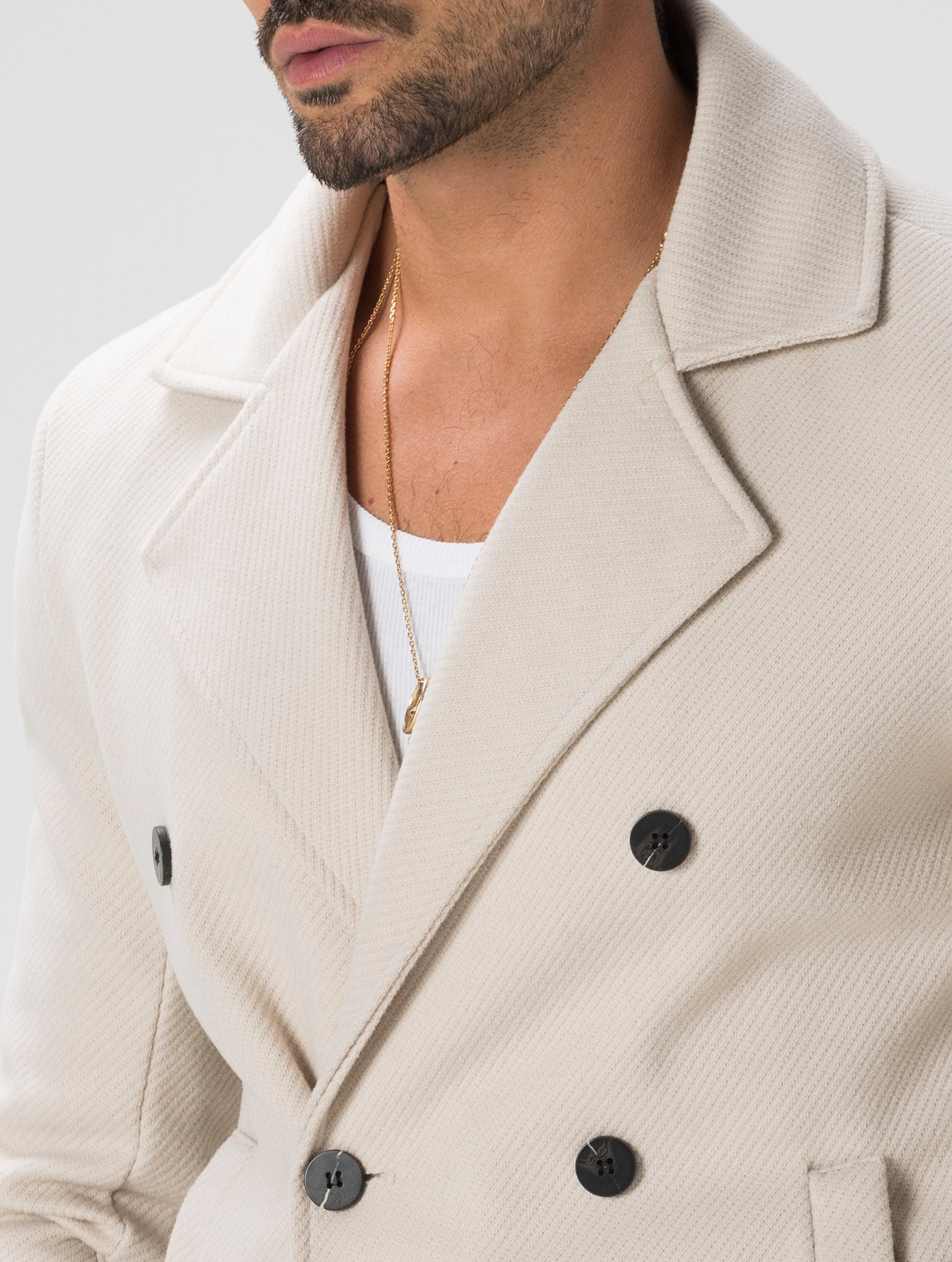 BOONE DOUBLE BREASTED COAT IN CREAM