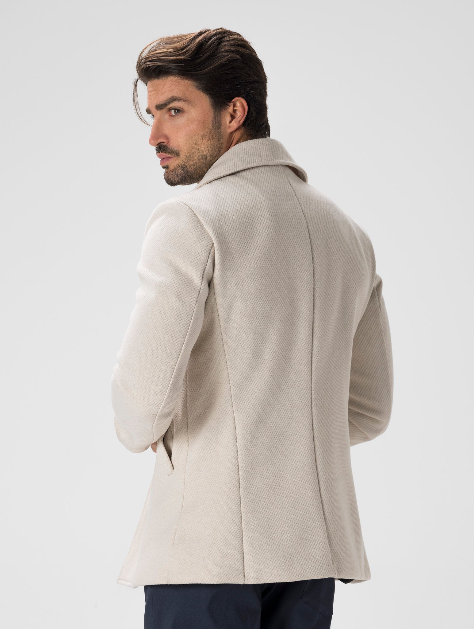 BOONE DOUBLE BREASTED COAT IN CREAM