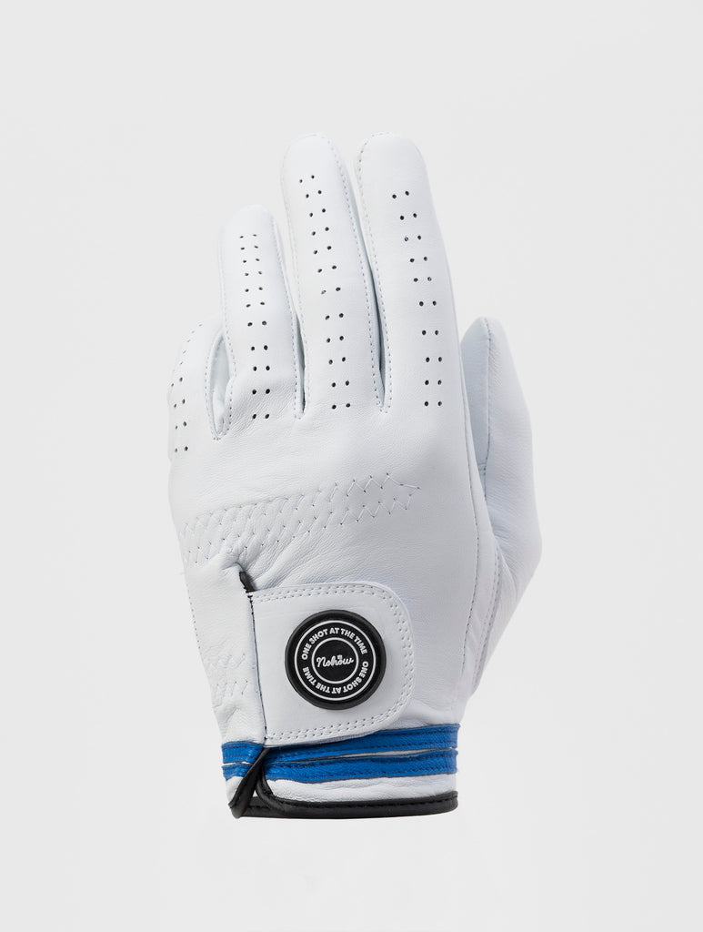 NOHOW GOLF LEFT GLOVE IN WHITE AND BLUE