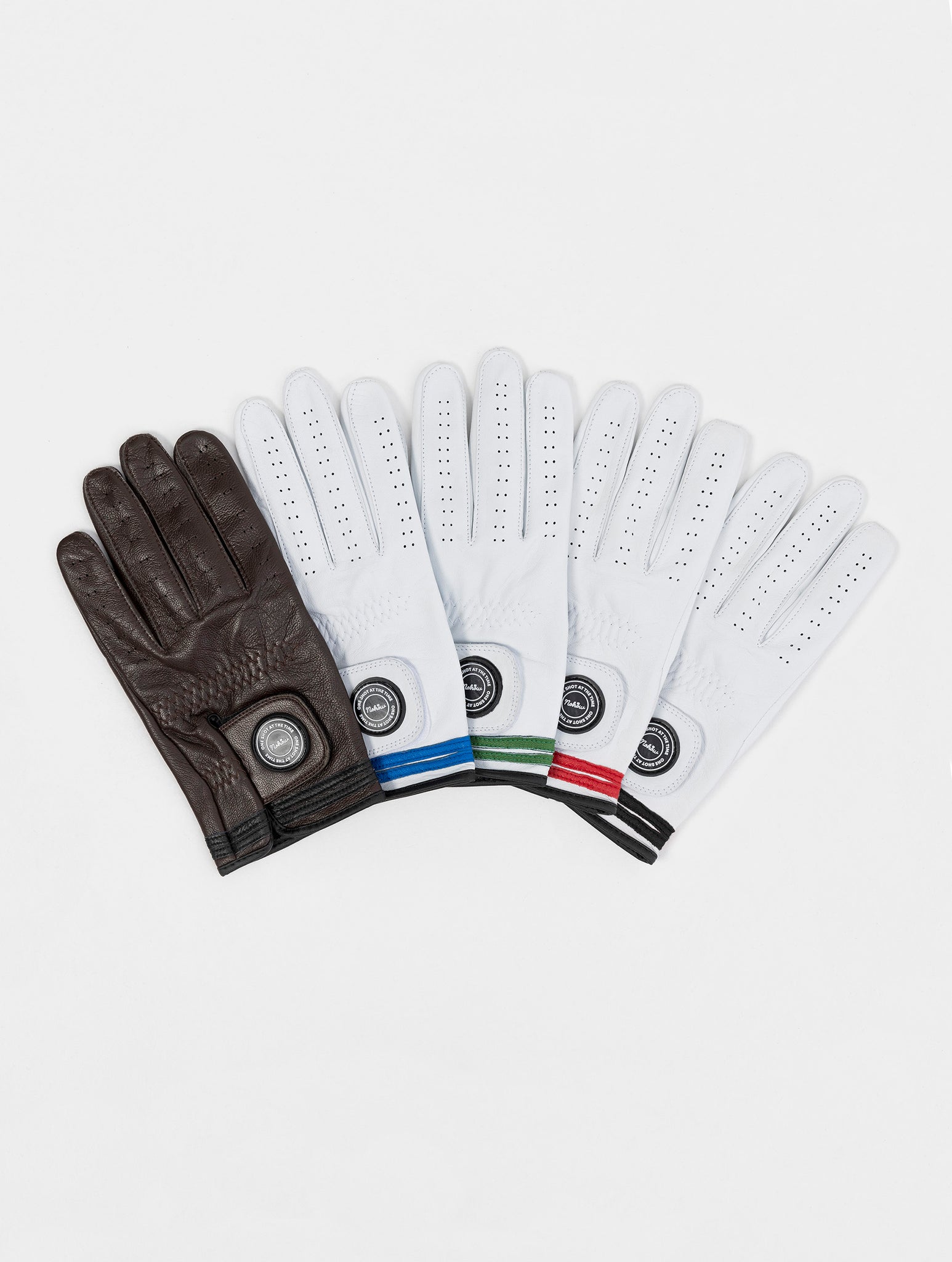 NOHOW GOLF LEFT GLOVE IN WHITE AND BLUE