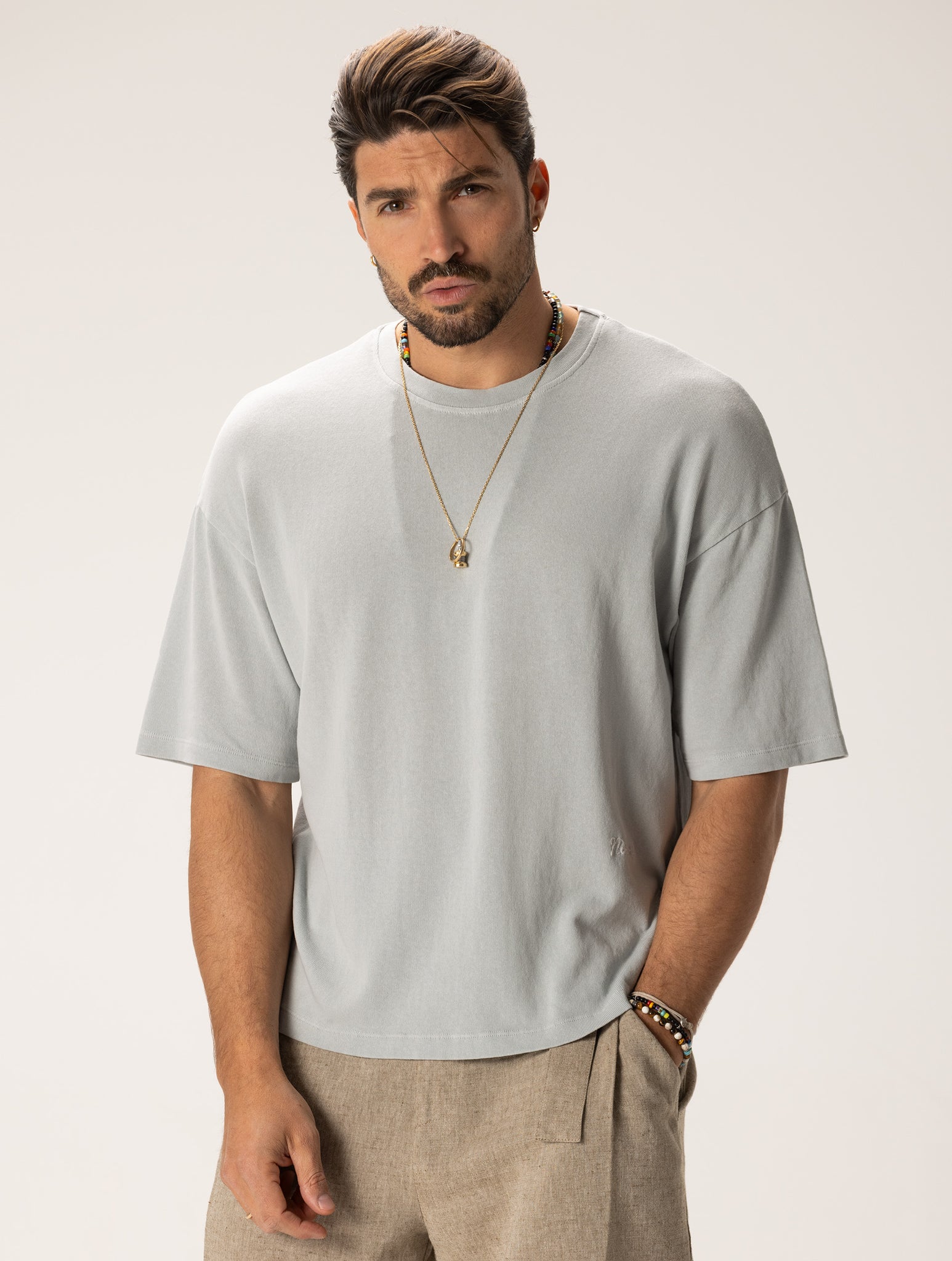 RYOTA BASIC T-SHIRT IN LIGHT GREY