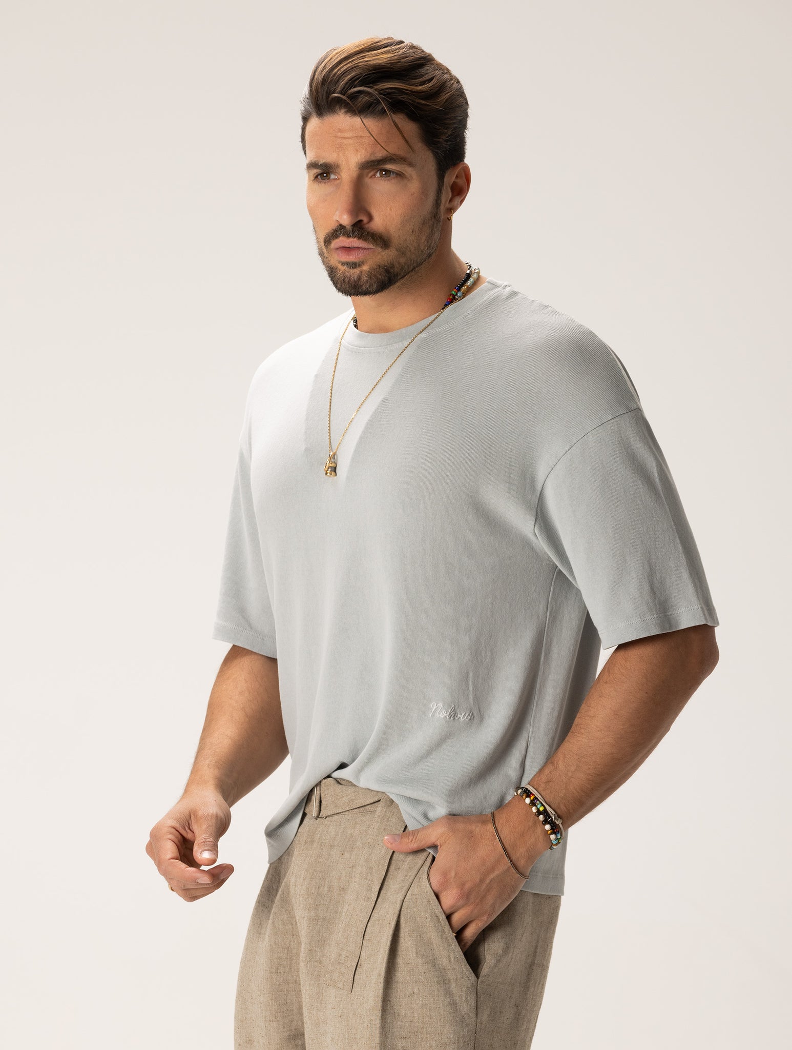 RYOTA BASIC T-SHIRT IN LIGHT GREY