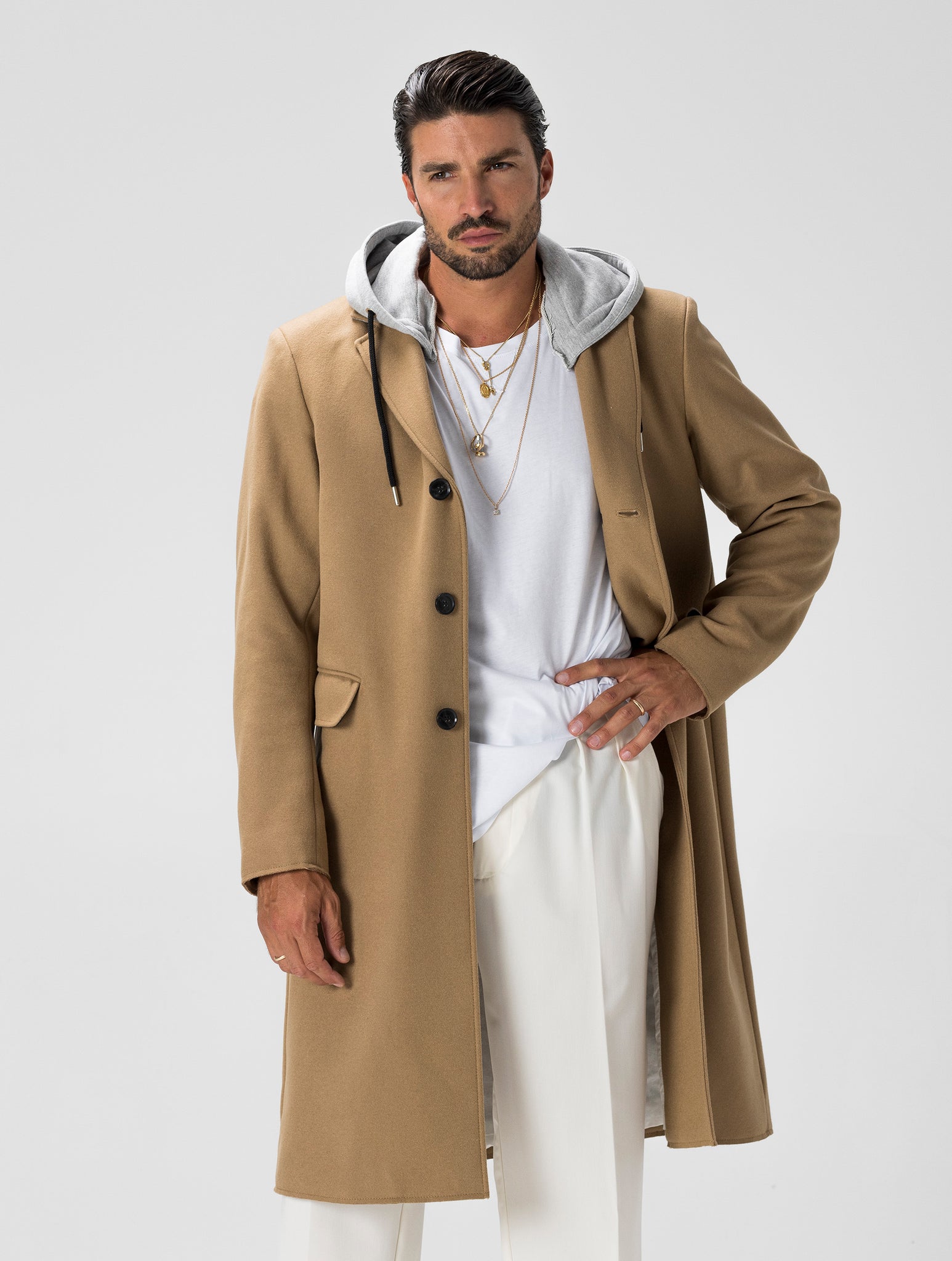 W-DEXTY COAT IN CAMEL AND GREY