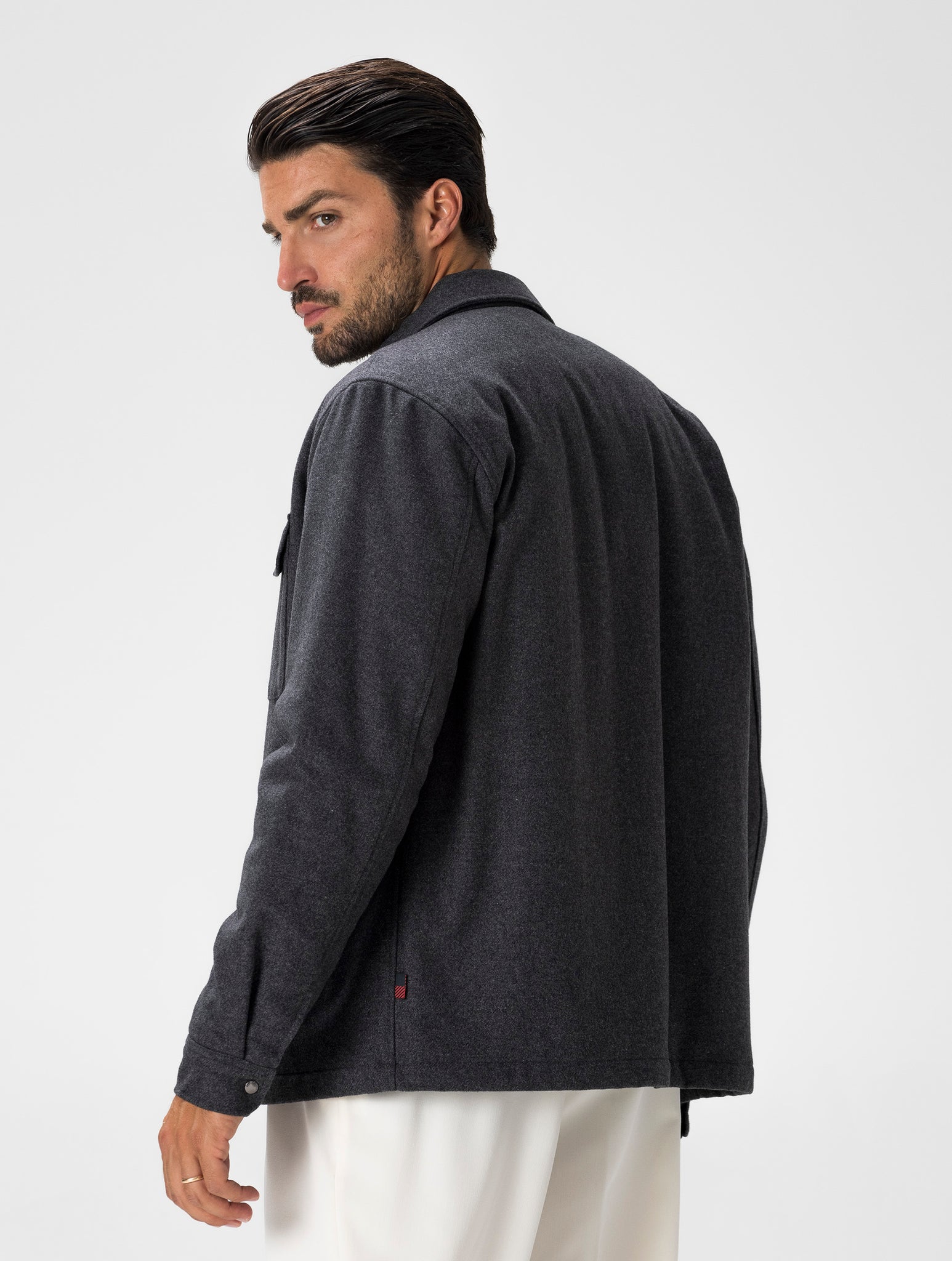 JACKET SHIRT IN DARK GREY MELANGE