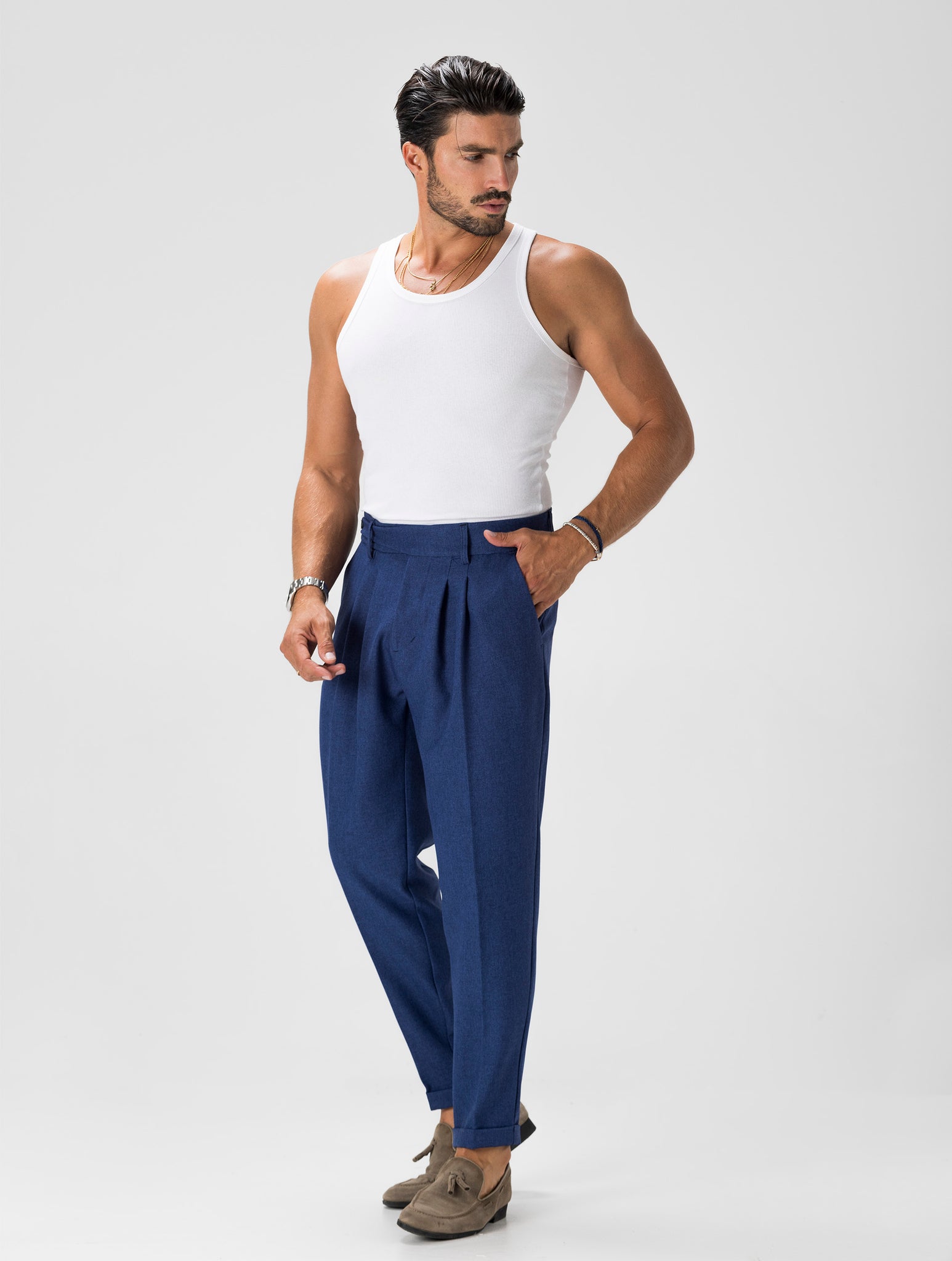 KENJI FORMELLE HOSE BLAU