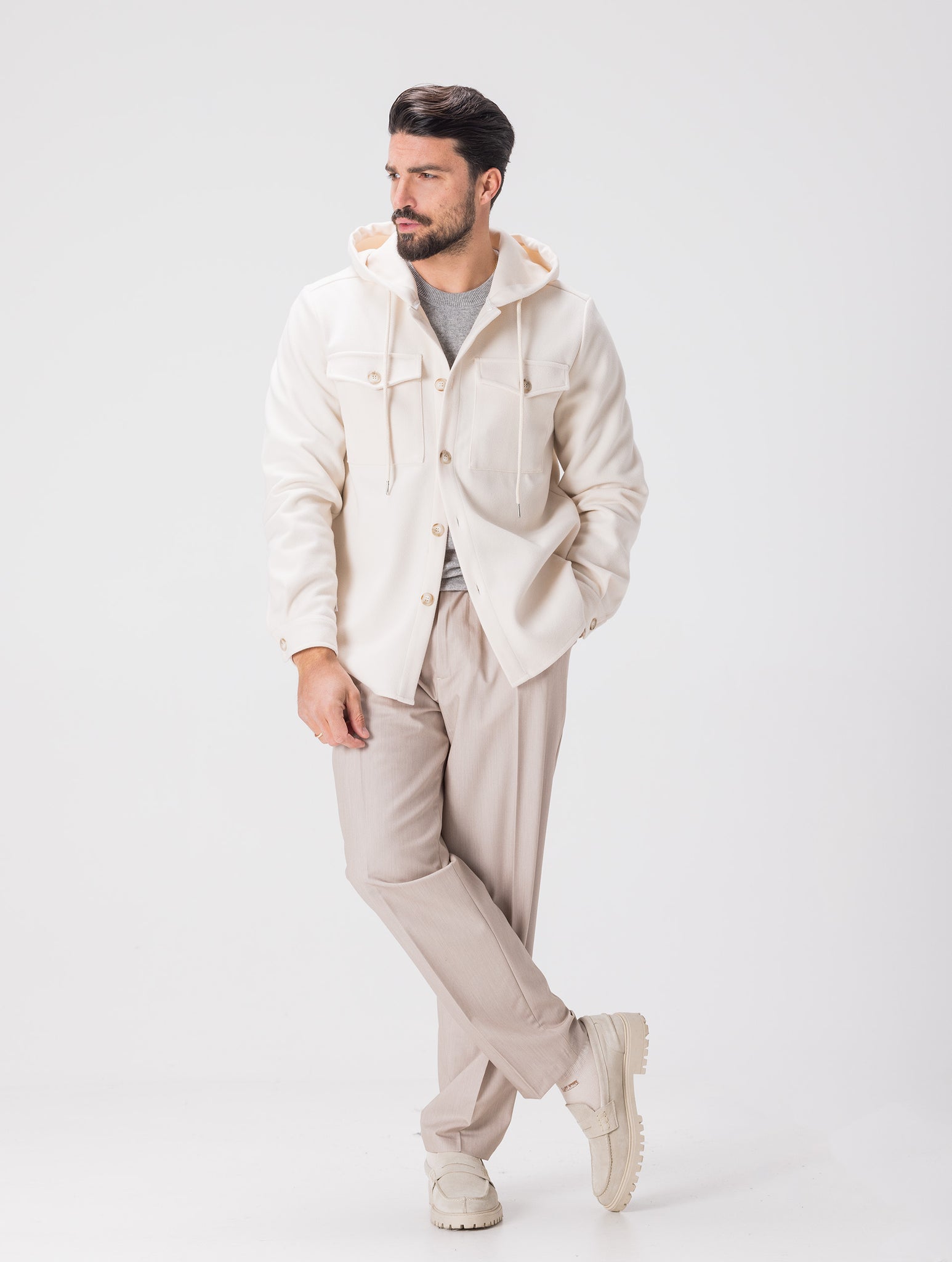 HARUTO HOODIE JACKET IN CREAM