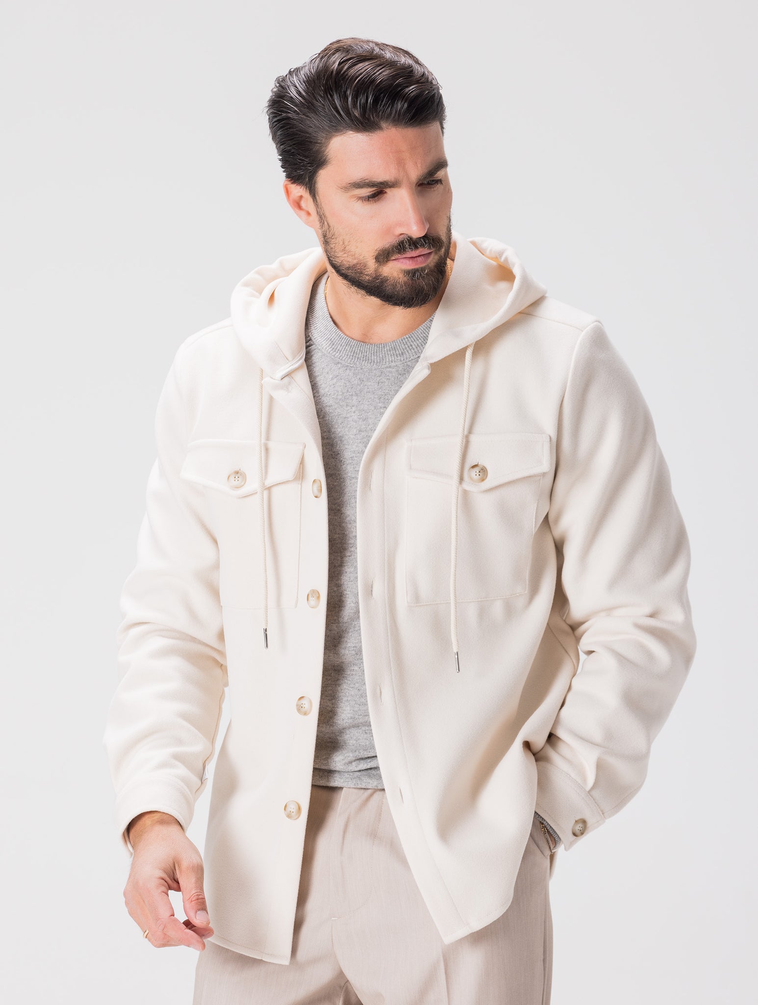 HARUTO HOODIE JACKET IN CREAM