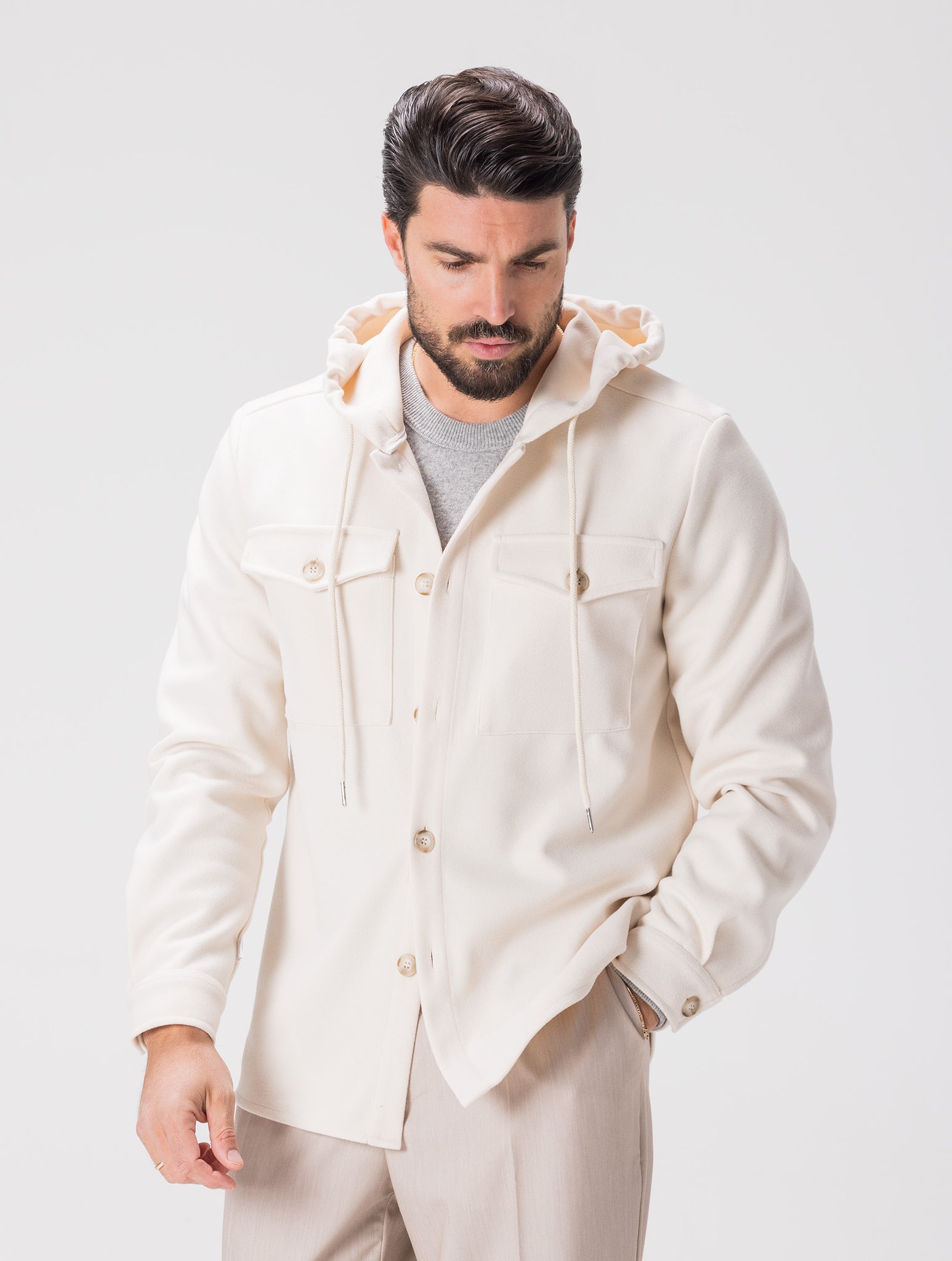 HARUTO HOODIE JACKET IN CREAM