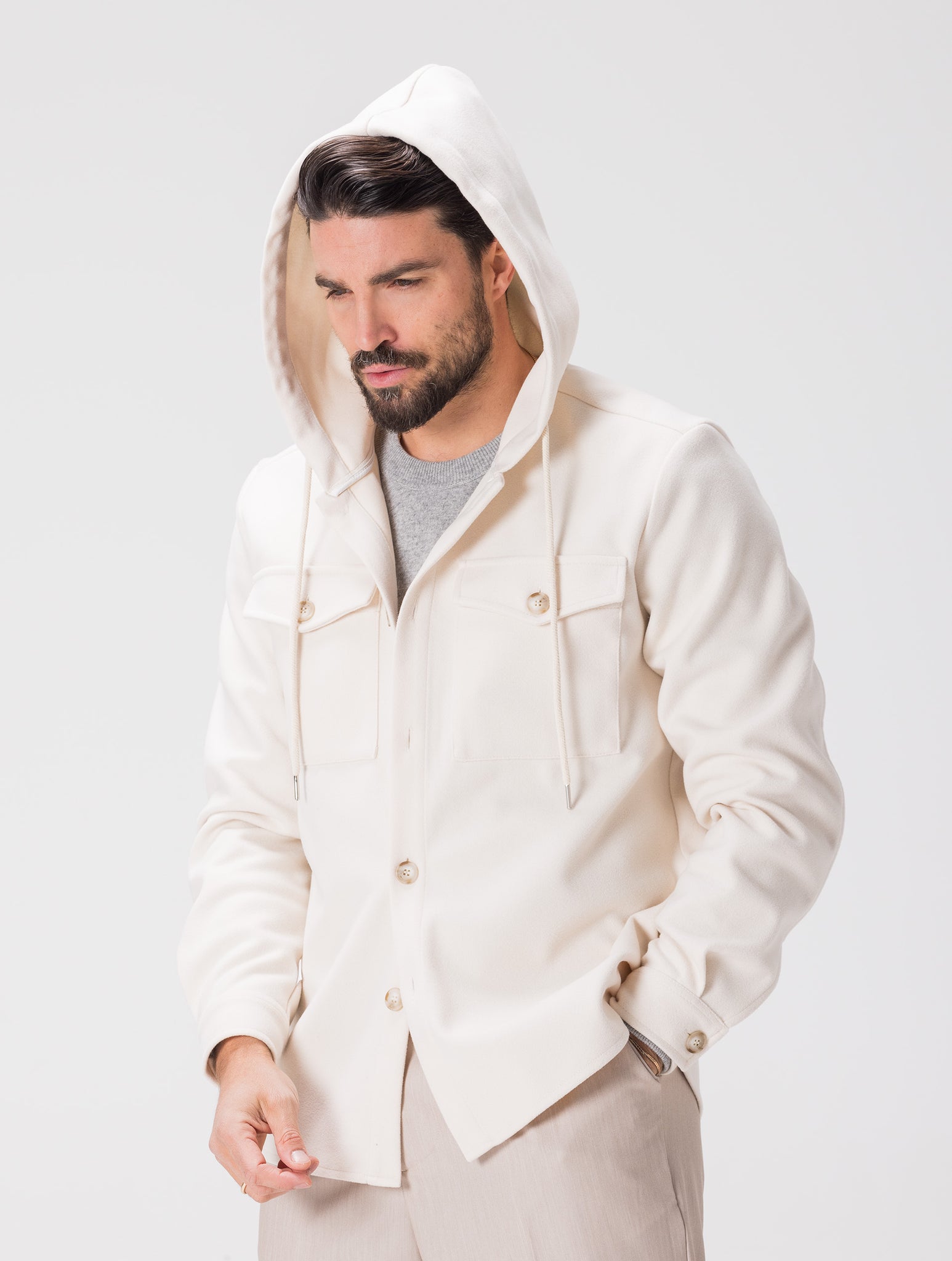 HARUTO HOODIE JACKET IN CREAM