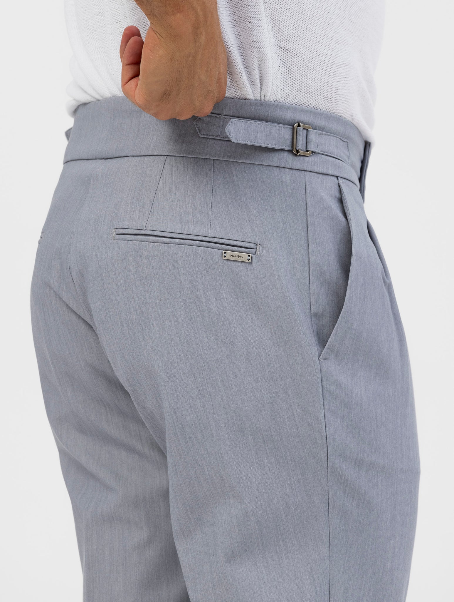 CALEB DOUBLE PINCES PANTS IN GREY