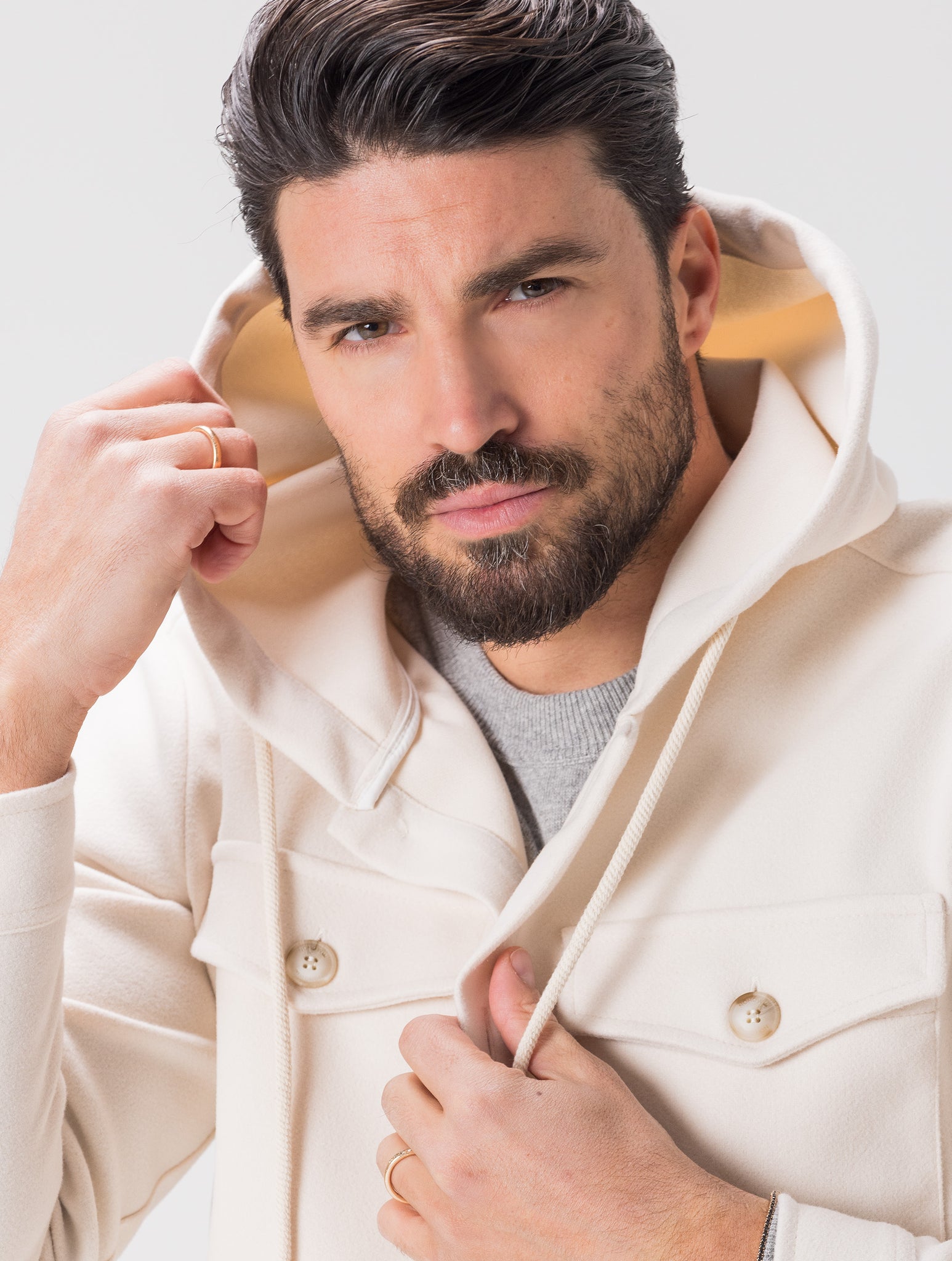 HARUTO HOODIE JACKET IN CREAM