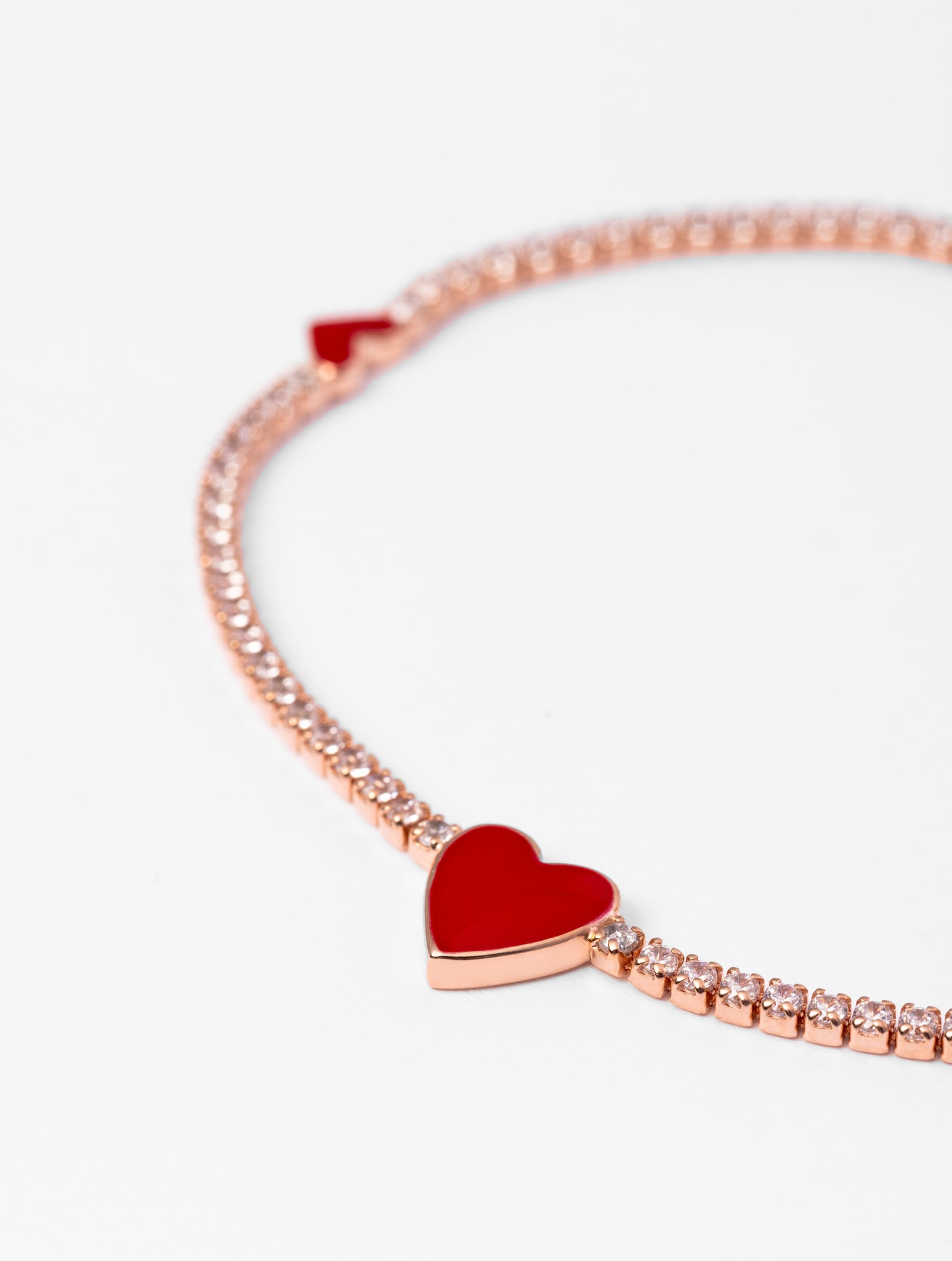 CLIZIA BRACELET IN ROSE GOLD WITH RED HEARTS