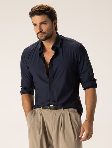 PAUL CAMISA DE TEJIDO TÉCNICO AZUL MARINO