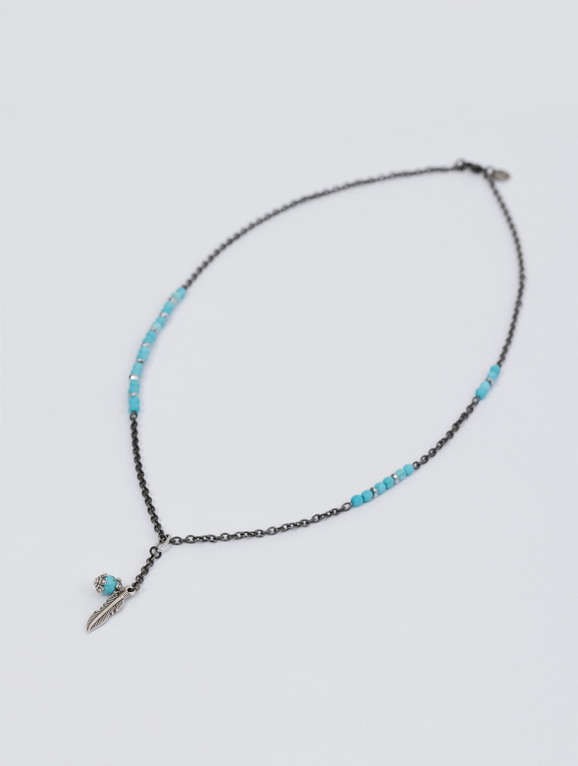 TURQUOISE NECKLACE WITH FEATHER