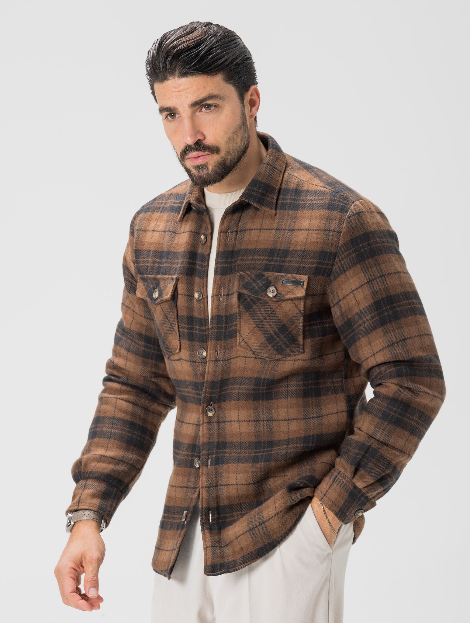 RIGGS BRAUN KARIERTE JACKE