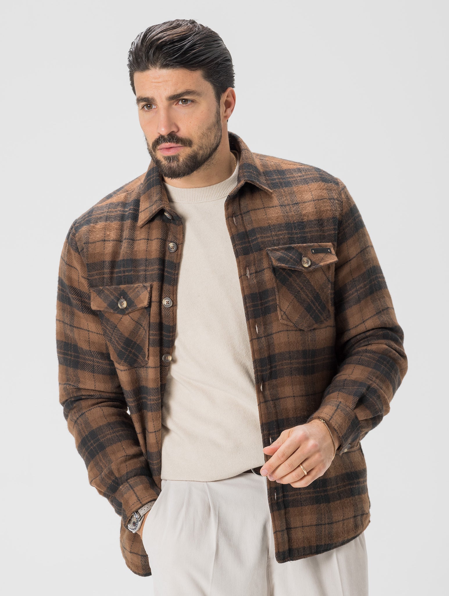 RIGGS BRAUN KARIERTE JACKE