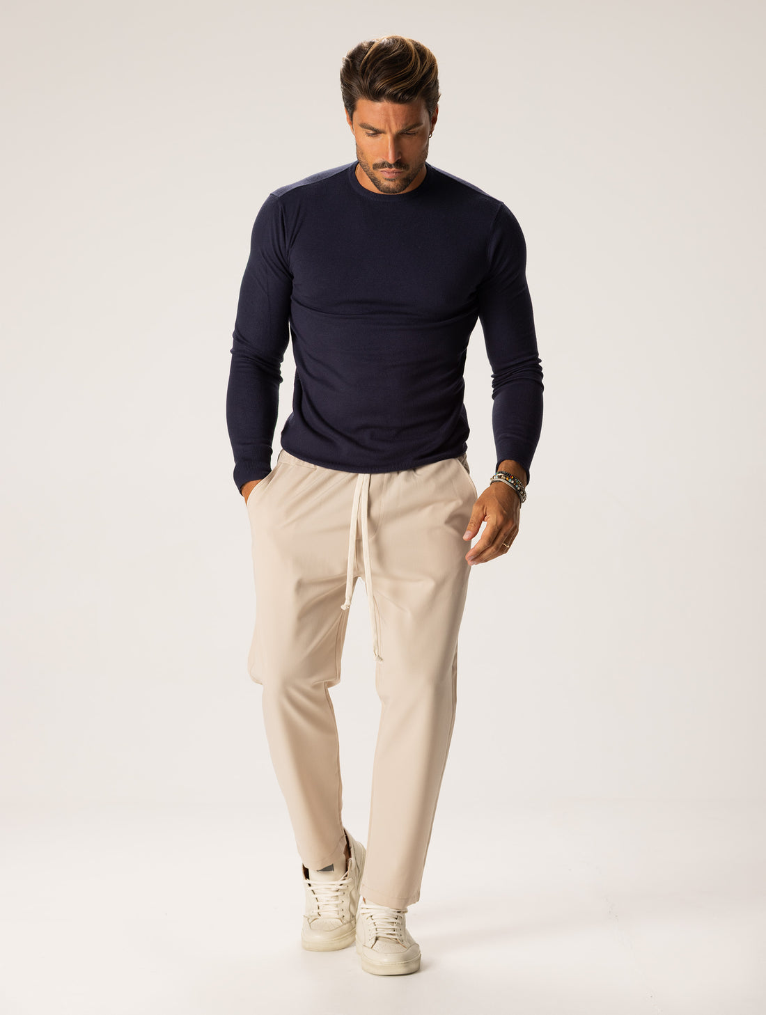 CASUAL DRAWSTRING PANTS IN BEIGE