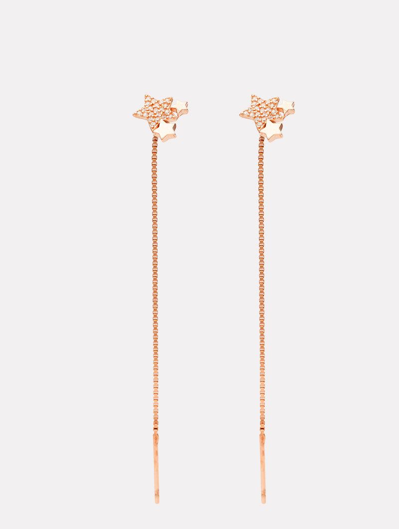 STAR EARRINGS IN ROSE GOLD WITH PENDANT