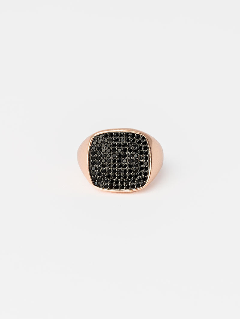 ROSE GOLD RING WITH BLACK ZIRCON