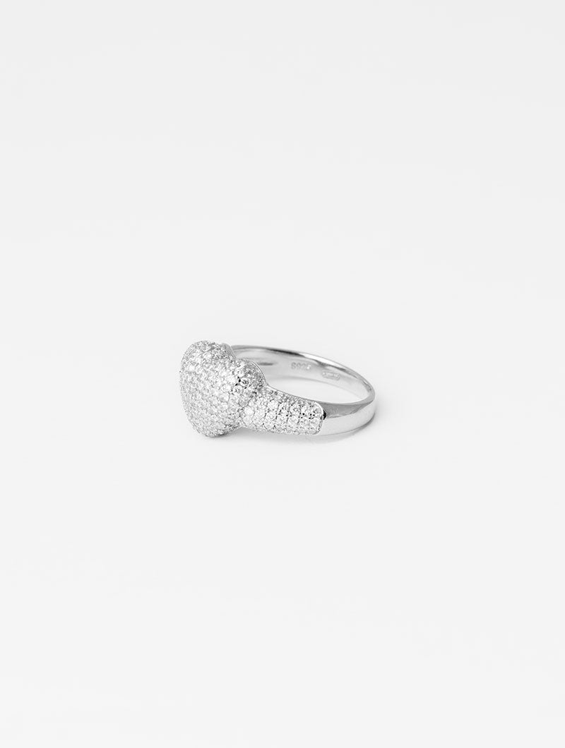 HEART RING IN SILVER WITH ZIRCON