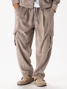 PANTALONI CARGO DI VELLUTO IN COLOR FANGO