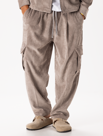 VELVET CARGO PANTS IN DOVE